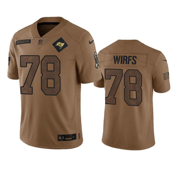 Men s Tampa Bay Buccaneers Tristan Wirfs 2023 Brown Salute To Service Limited Stitched Jerseys