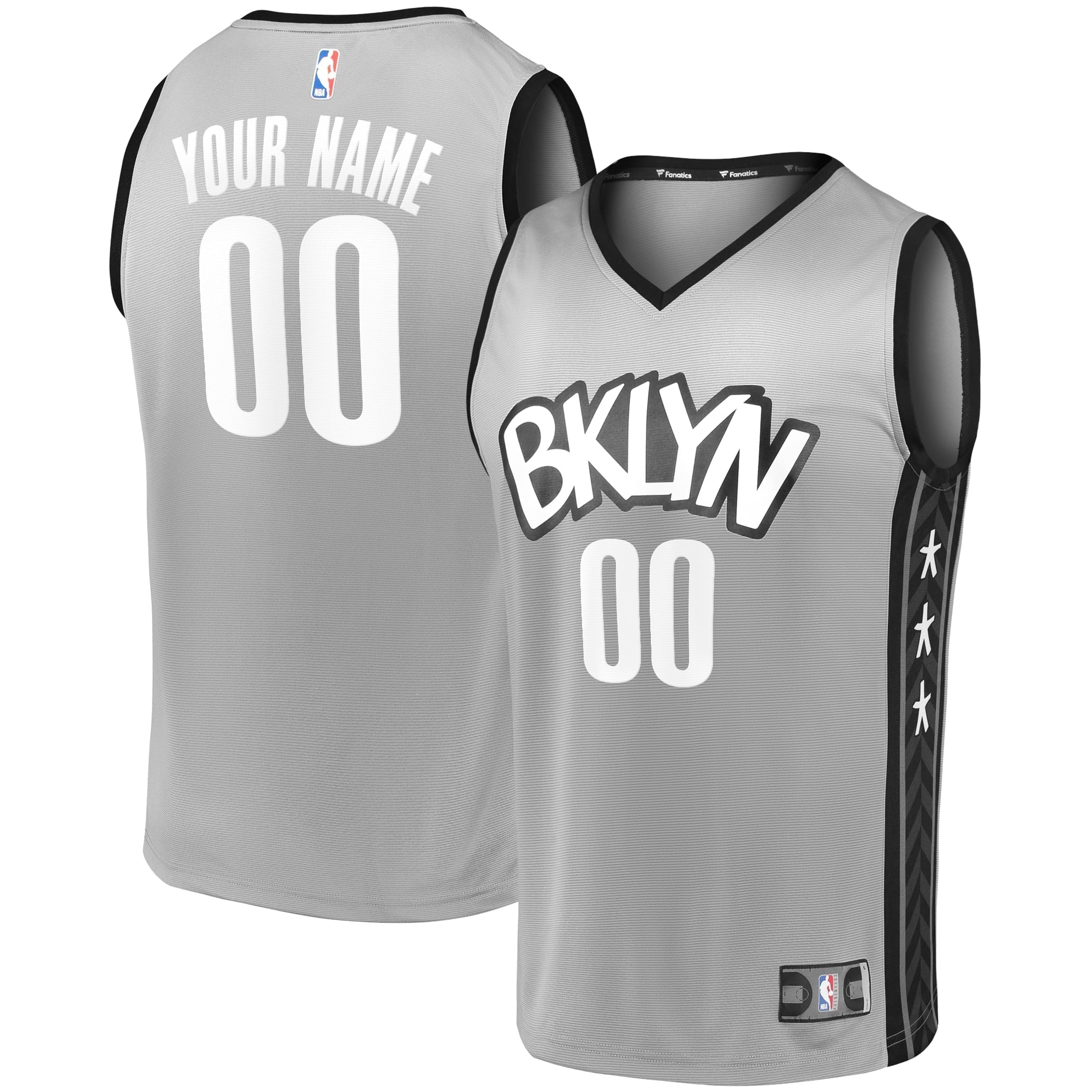 Youth Fanatics Branded Gray Brooklyn Nets Custom Fast Break Replica Jersey - Statement Edition