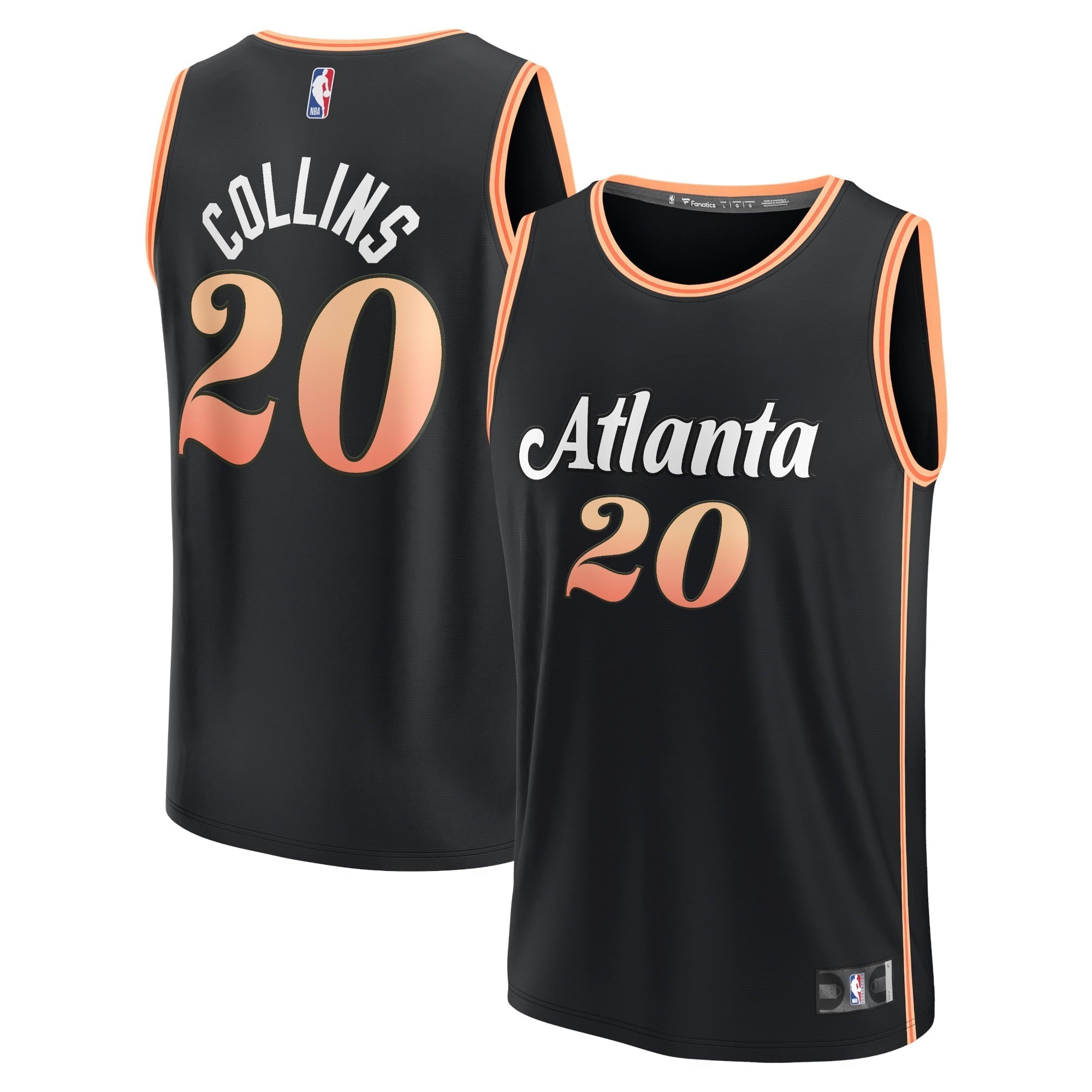 Men's Fanatics Branded John Collins Black Atlanta Hawks, NBA Jerseys 2022/23 Fastbreak Jersey - City Edition
