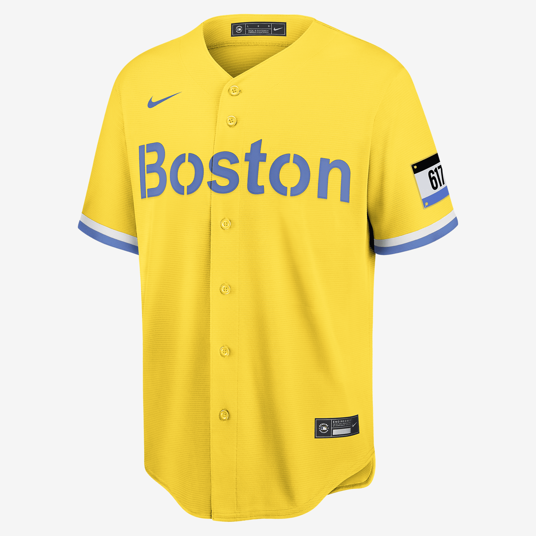 MLB Boston Red Sox City Connect (J.D. Martinez) Men's Replica Baseball Jersey - Gold/Light Blue