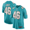 Men s Nike John Lovett Aqua Miami Dolphins Game Player Jersey