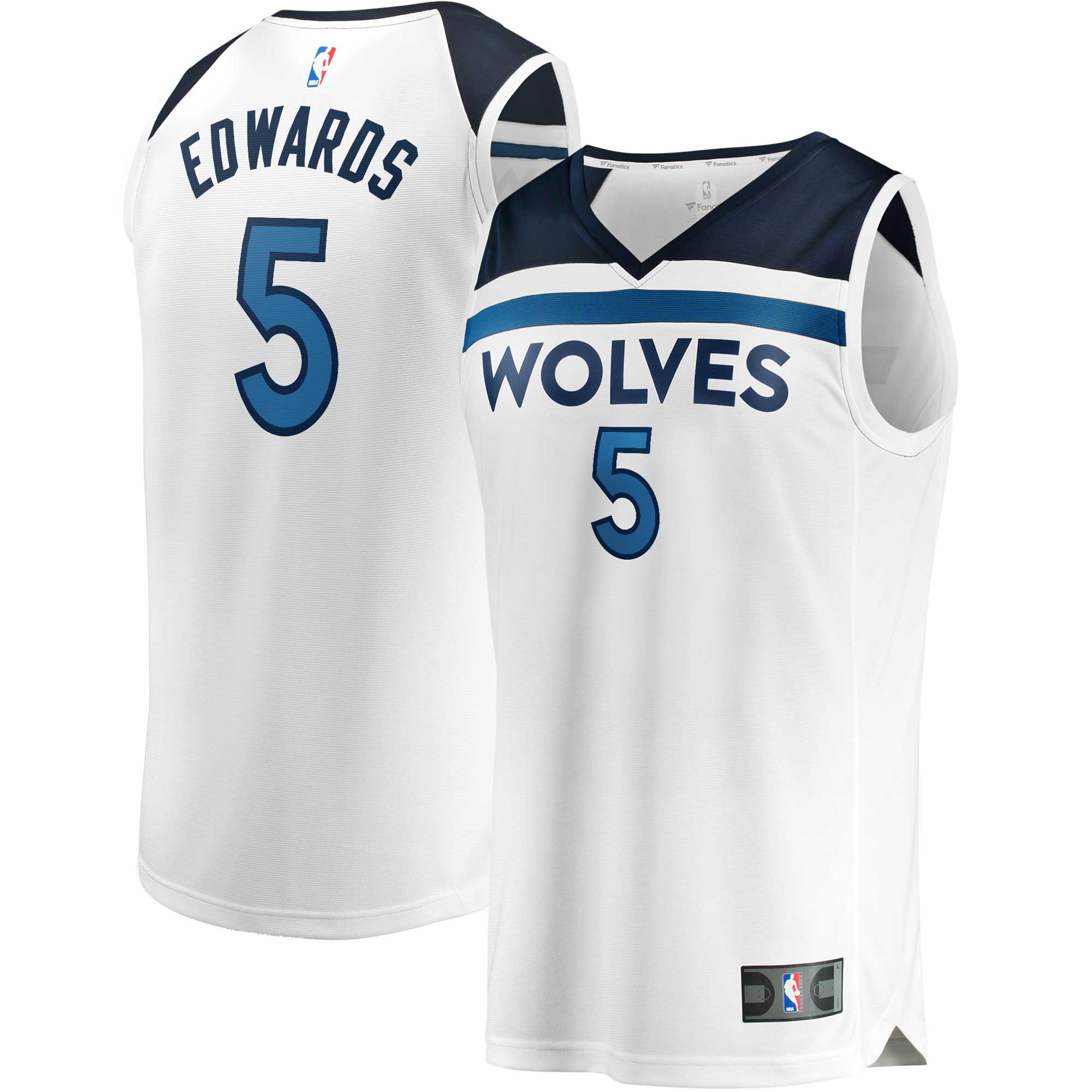 Men's Fanatics Branded Anthony Edwards White Minnesota Timberwolves 2022/23 Fast Break Replica Jersey - Association