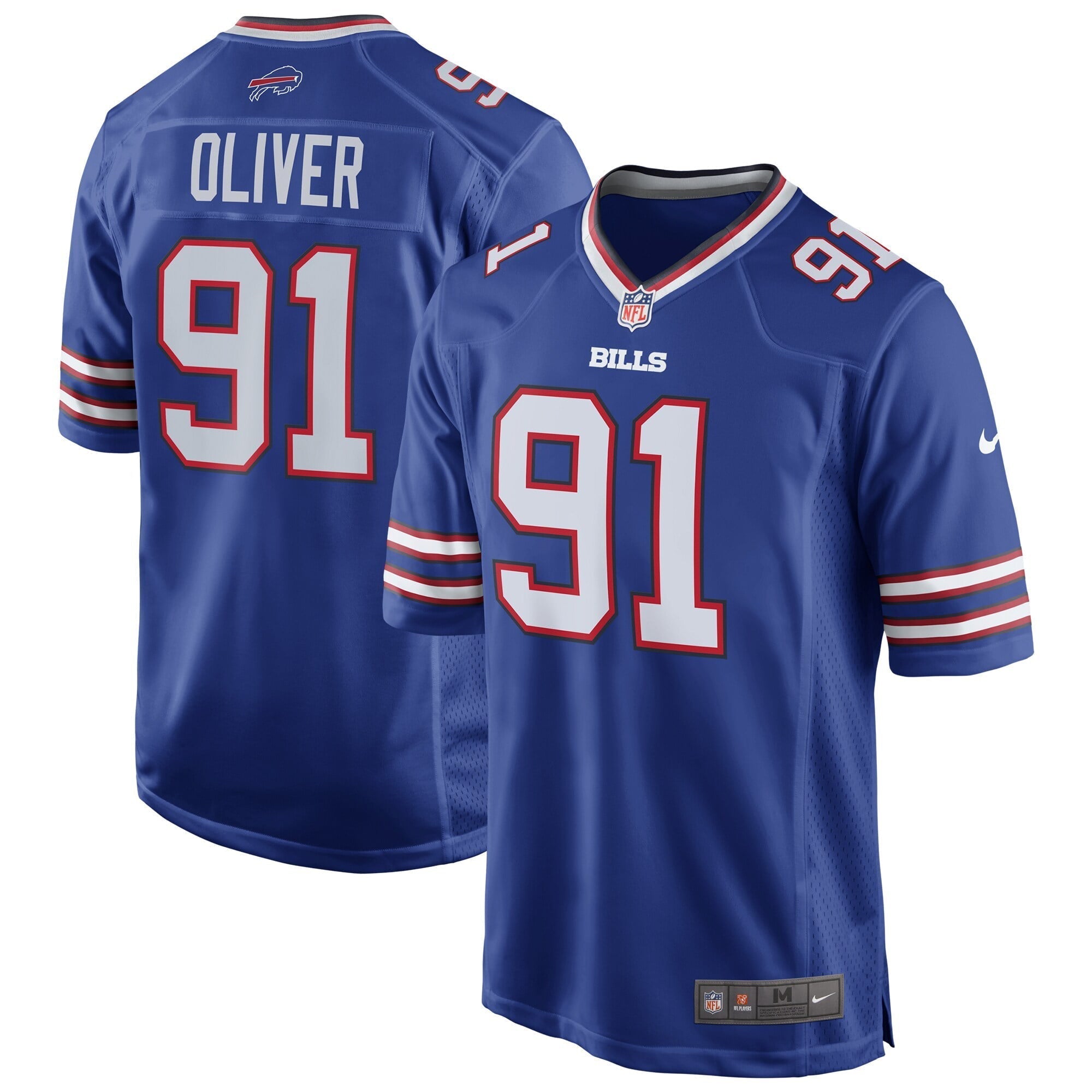Men s Nike Ed Oliver Royal Buffalo Bills Team Game Player Jersey
