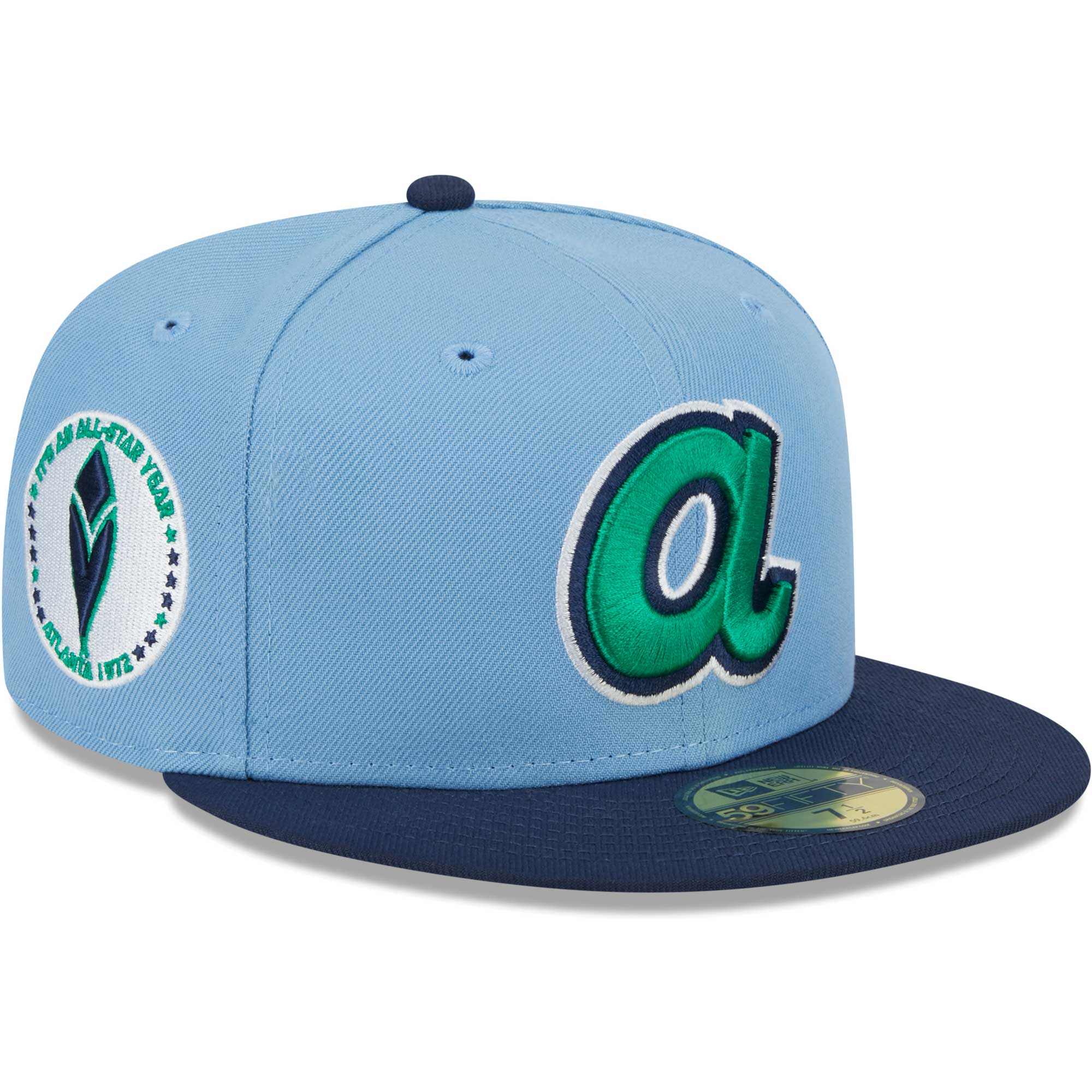 Atlanta Braves New Era Green Undervisor 59FIFTY Fitted Hat - Light Blue/Navy