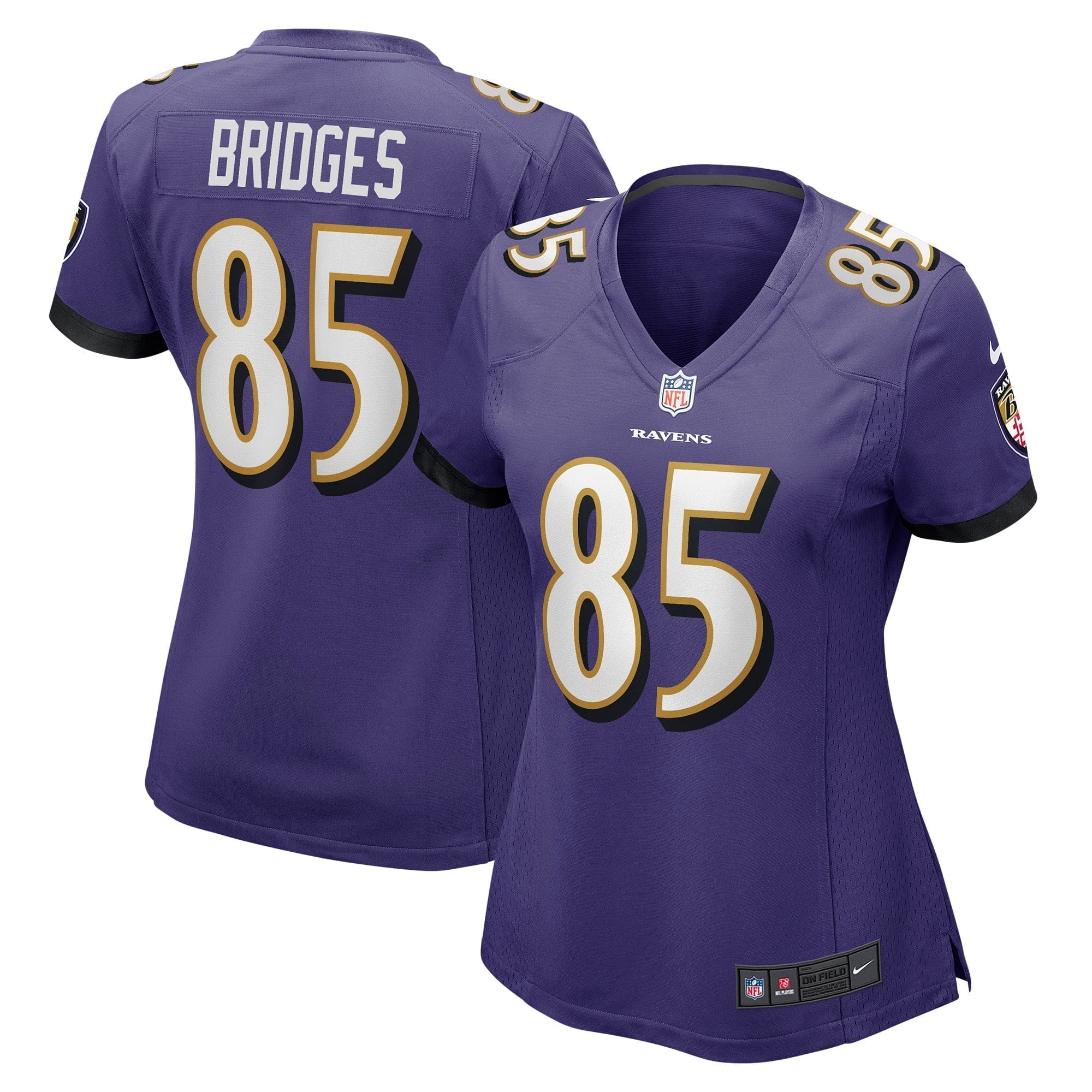 Women s Nike Shemar Bridges Purple Baltimore Ravens Player Game Jersey