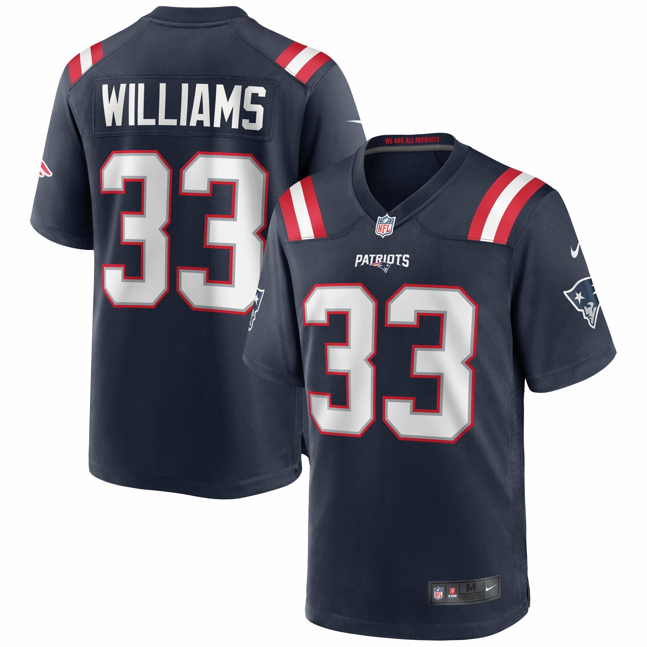Men s Nike Joejuan Williams Navy New England Patriots Game Jersey