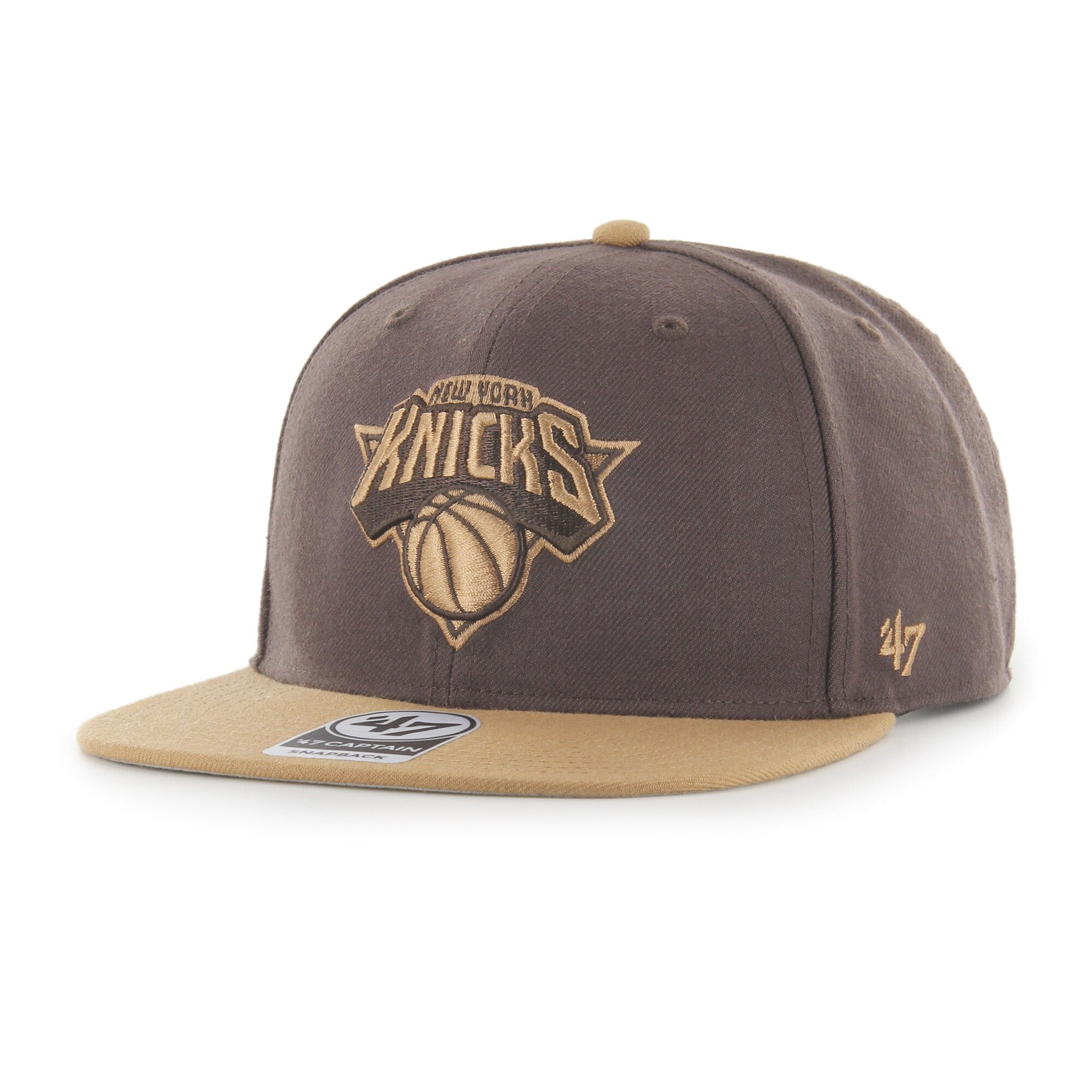 New York Knicks '47 No Shot Two-Tone Captain Snapback Hat - Brown
