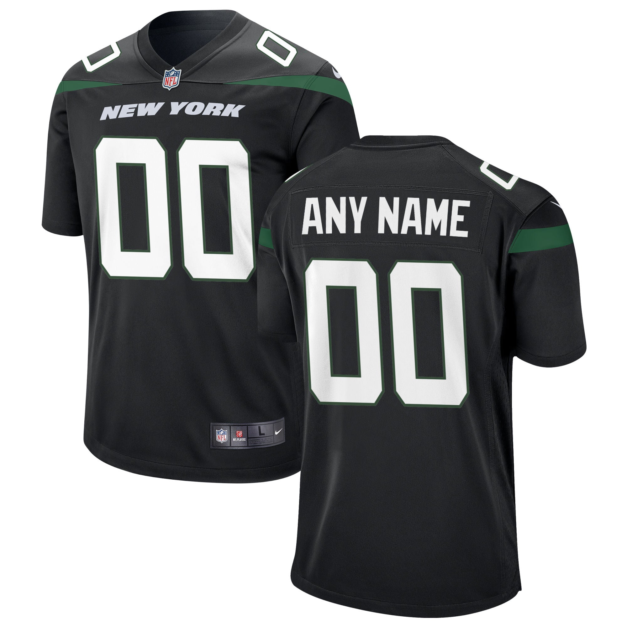 New York Jets Nike Alternate Custom Game Jersey   Stealth Black