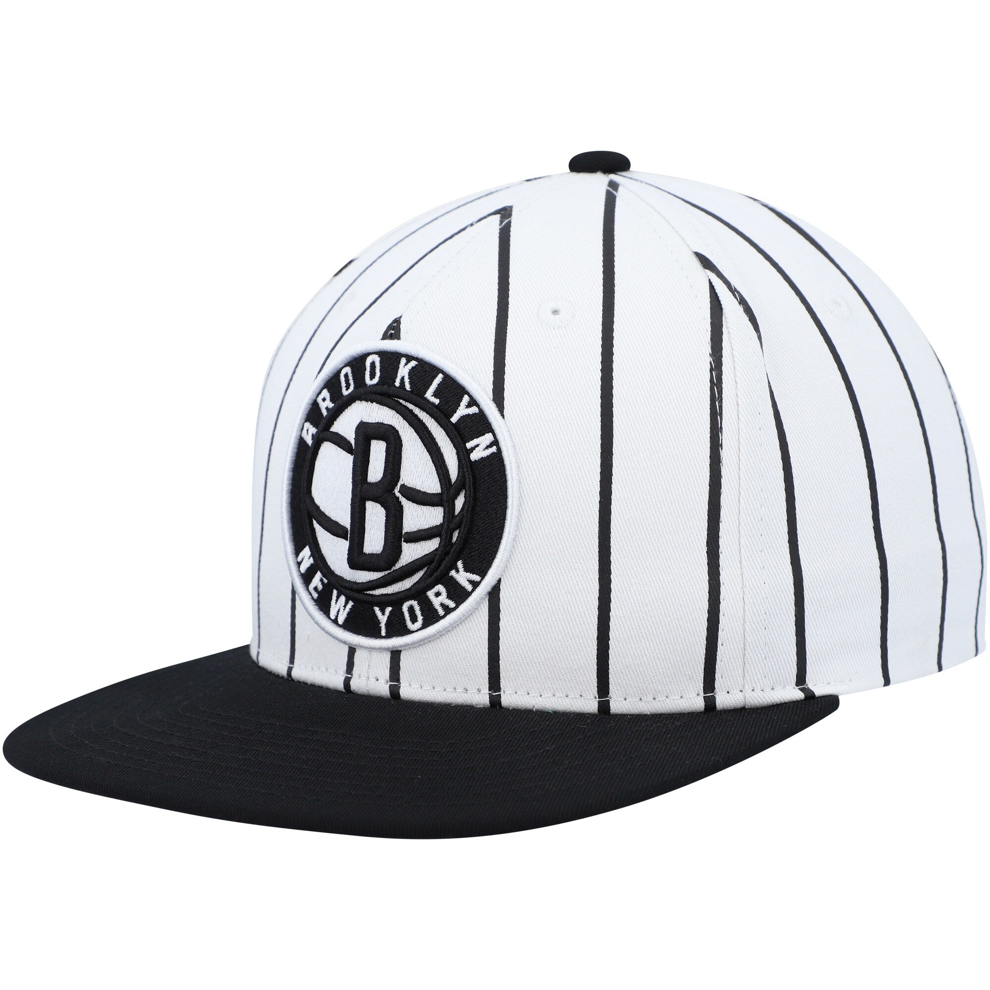 Brooklyn Nets Mitchell & Ness Hardwood Classics Pinstripe Snapback Hat - White