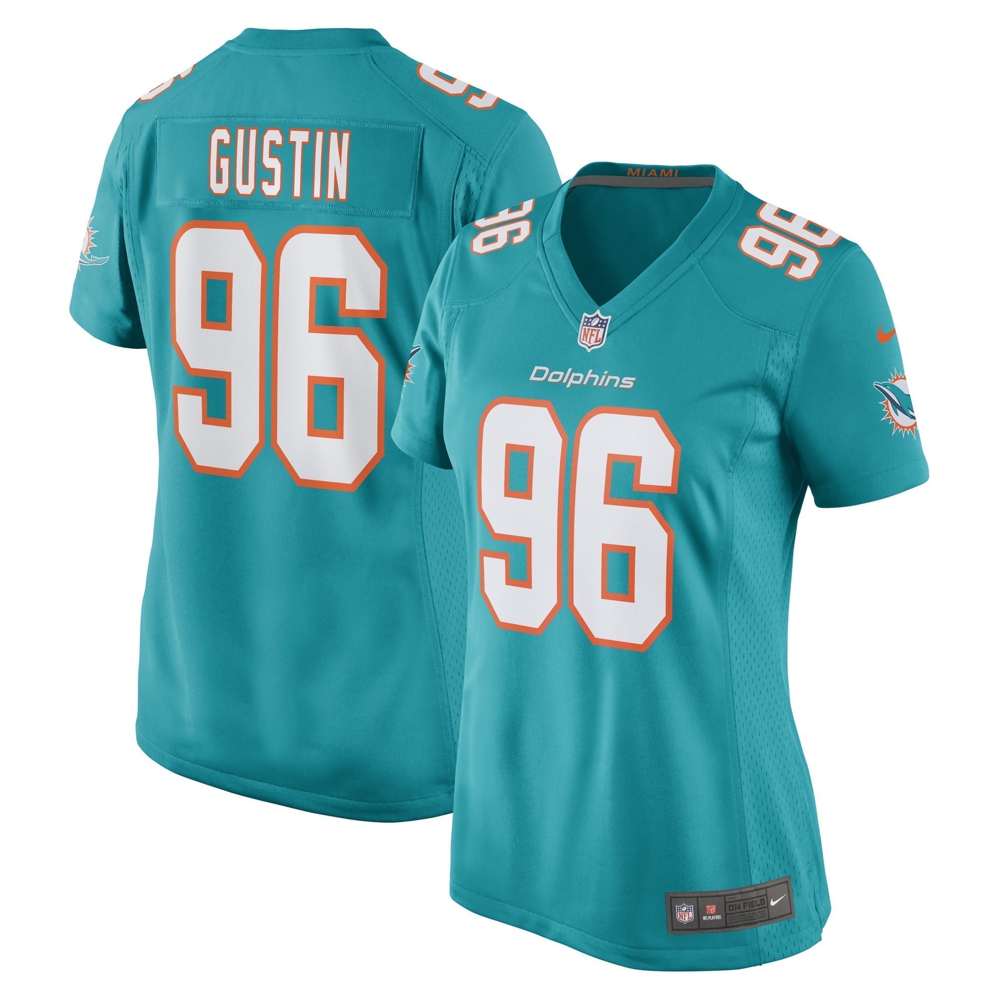 Women s Nike Porter Gustin Aqua Miami Dolphins Game Player Jersey