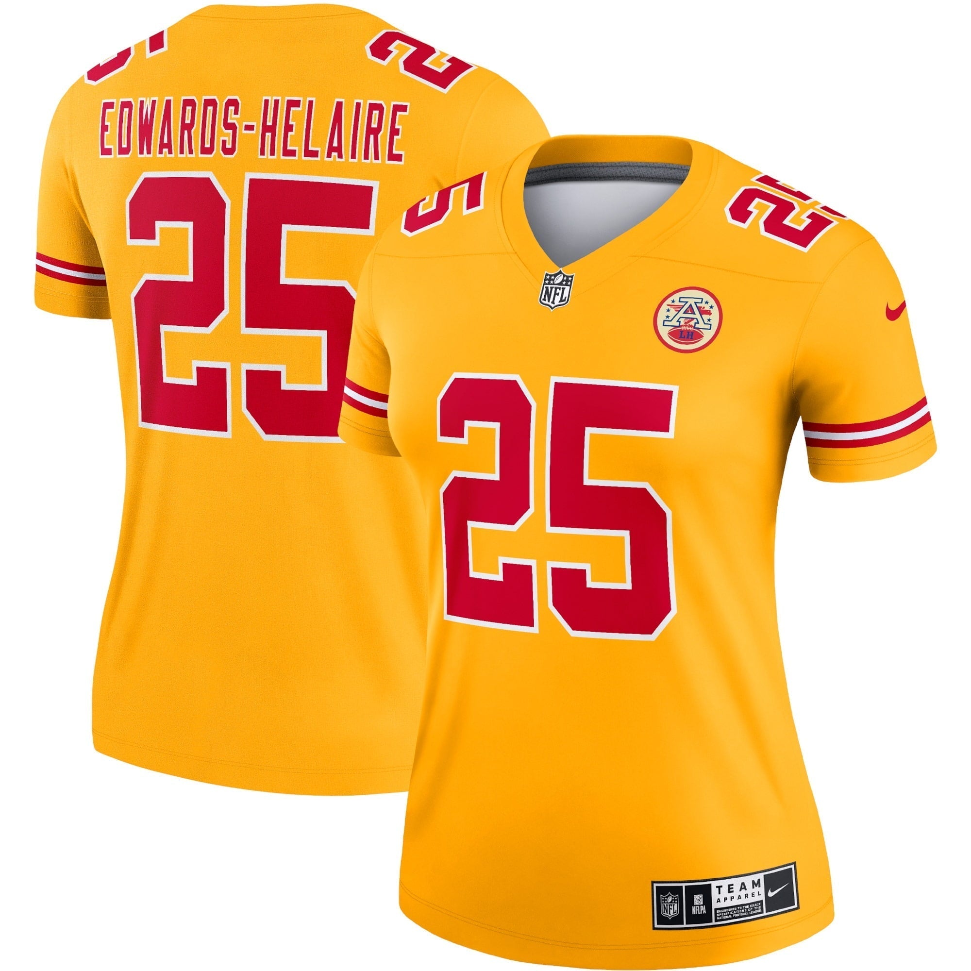 Women s Nike Clyde Edwards-Helaire Gold Kansas City Chiefs Inverted Legend Jersey