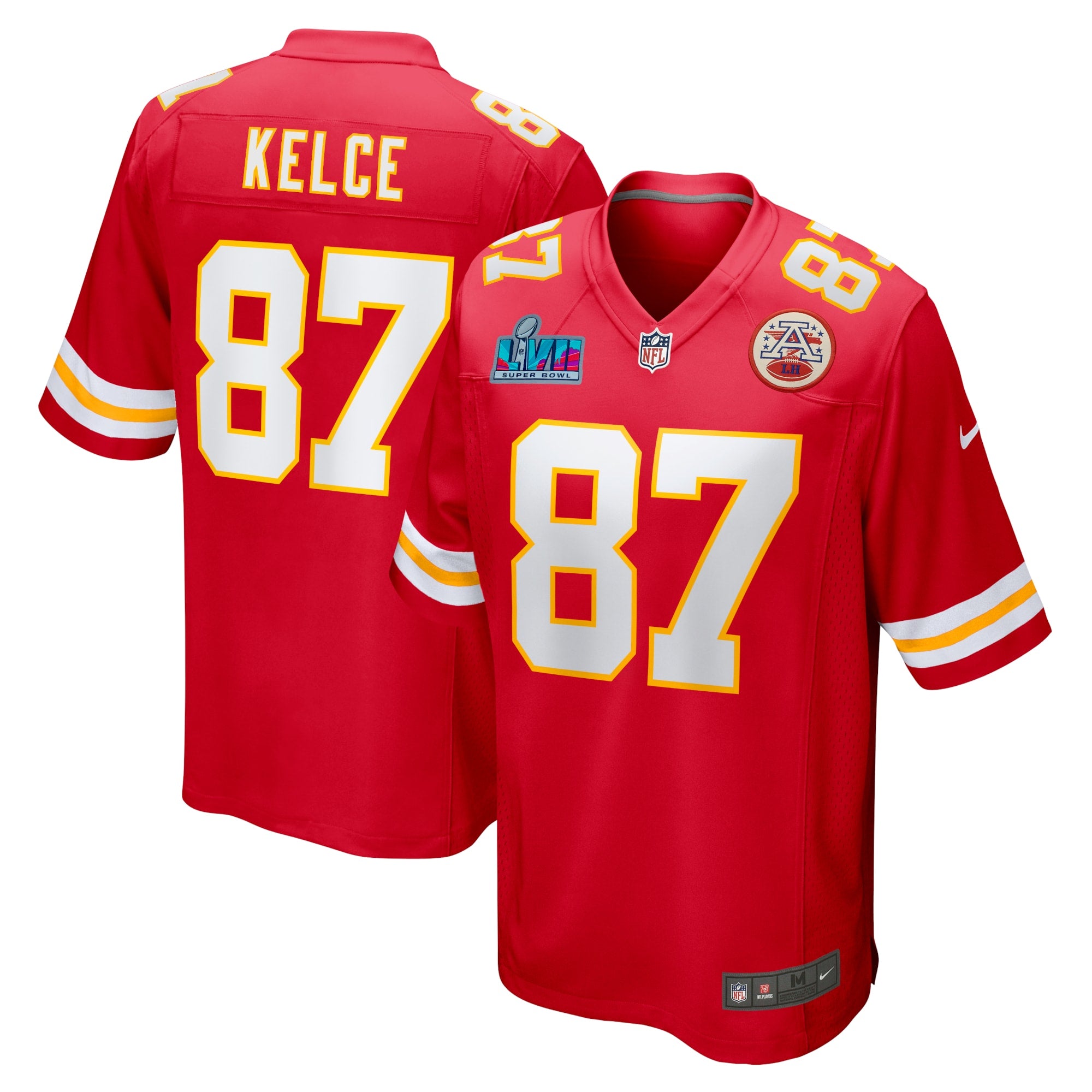 Travis Kelce Kansas City Chiefs Nike Super Bowl LVII Patch Game Jersey   Red