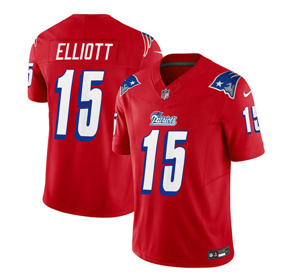 Men s New England Patriots Ezekiel Elliott Red 2023 F.U.S.E. Vapor Limited Stitched Jersey