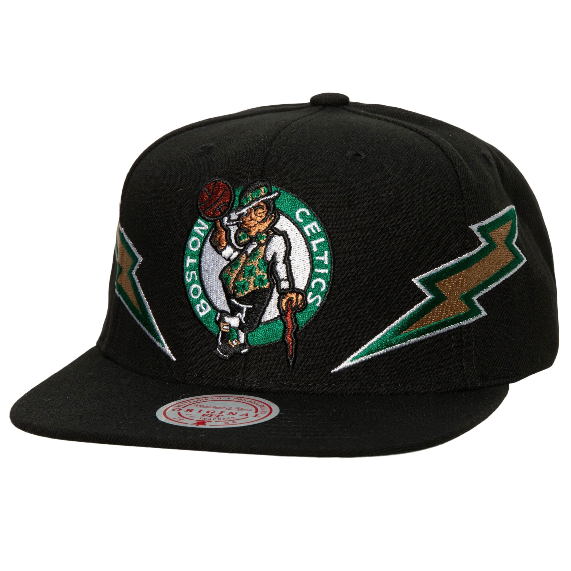 Boston Celtics Mitchell & Ness Hardwood Classics Soul Double Trouble Lightning Snapback Hat - Black