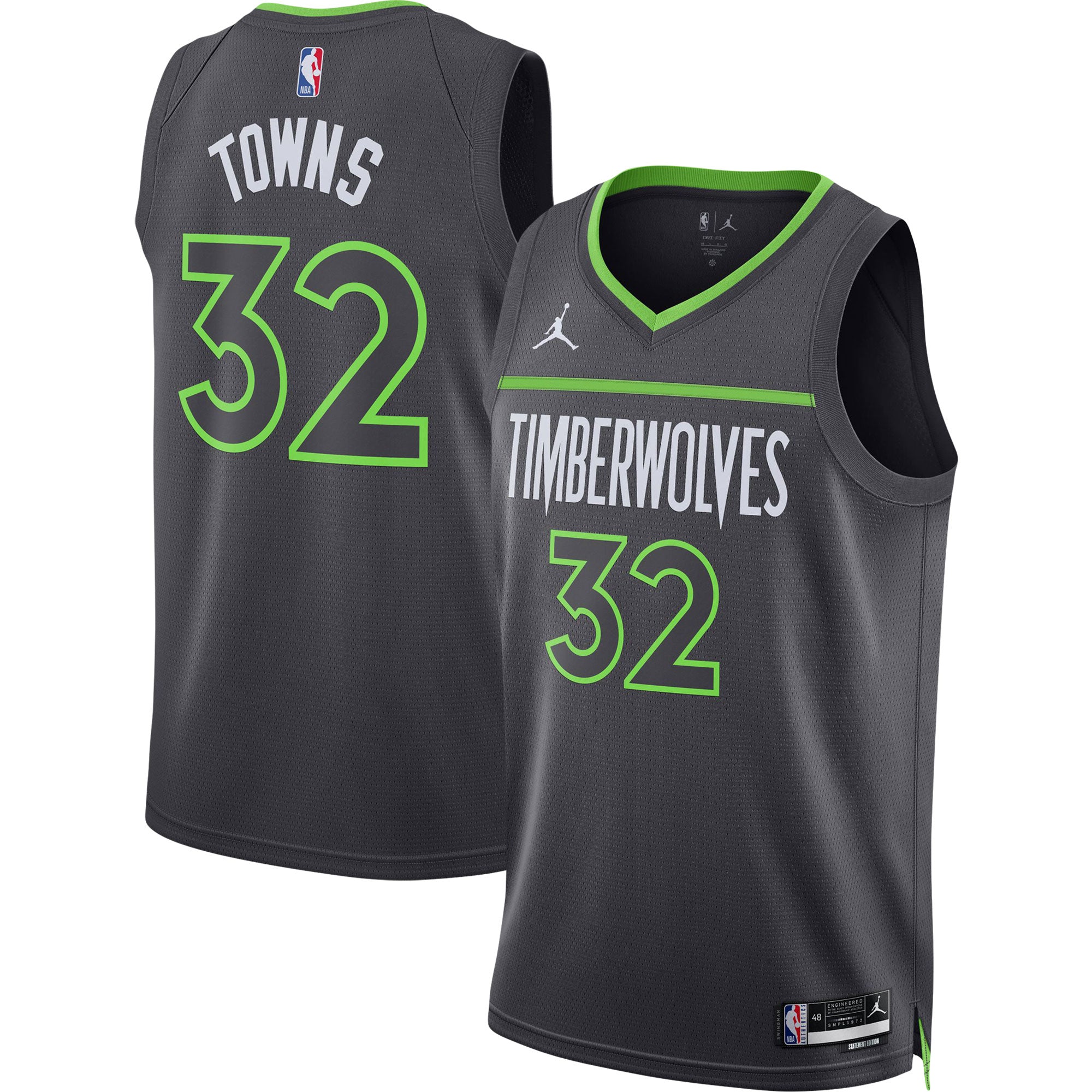 Karl-Anthony Towns Minnesota Timberwolves Jordans Brand Unisex Swingman Jersey - Statement Edition - Charcoal