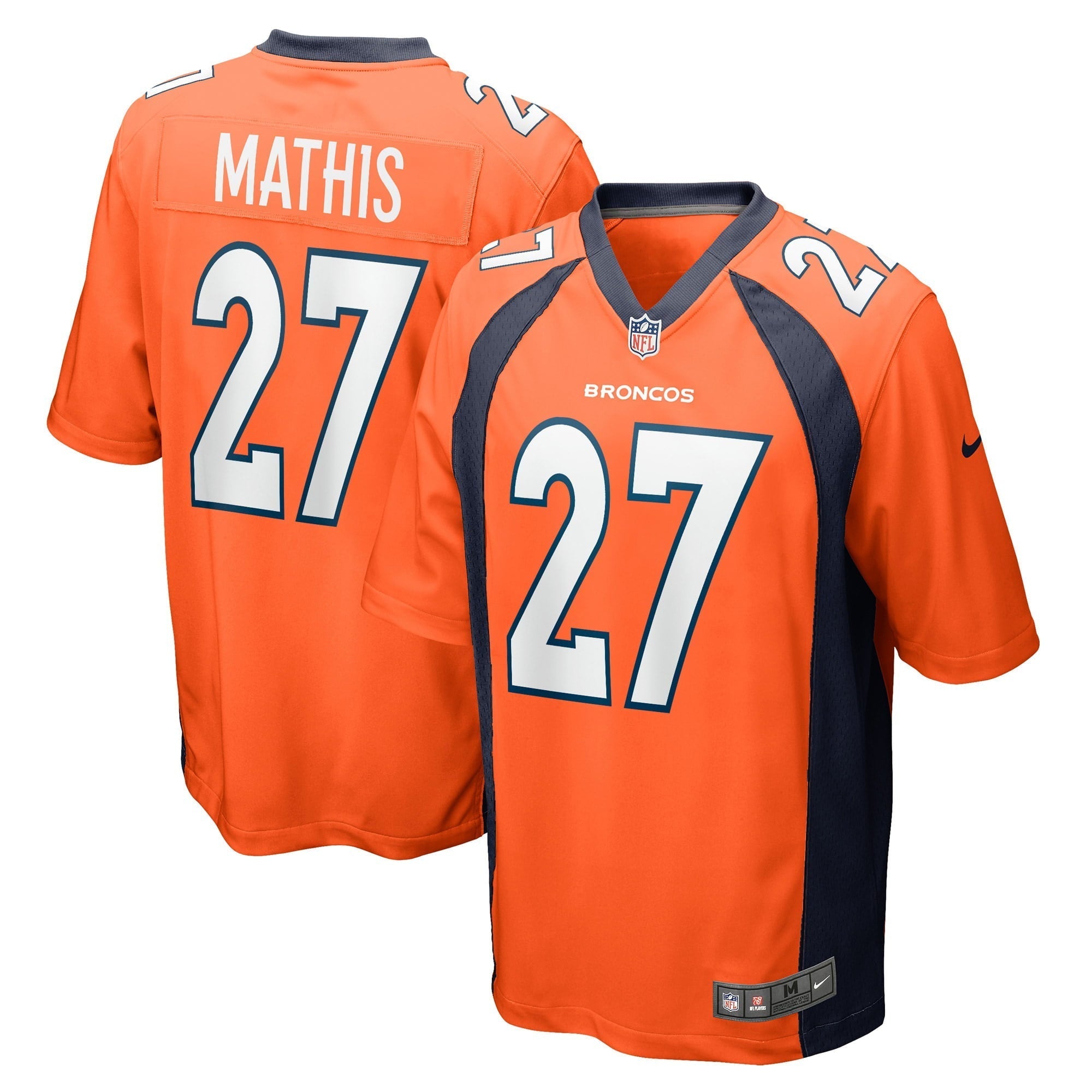 Men s Nike Damarri Mathis Orange Denver Broncos Game Player Jersey