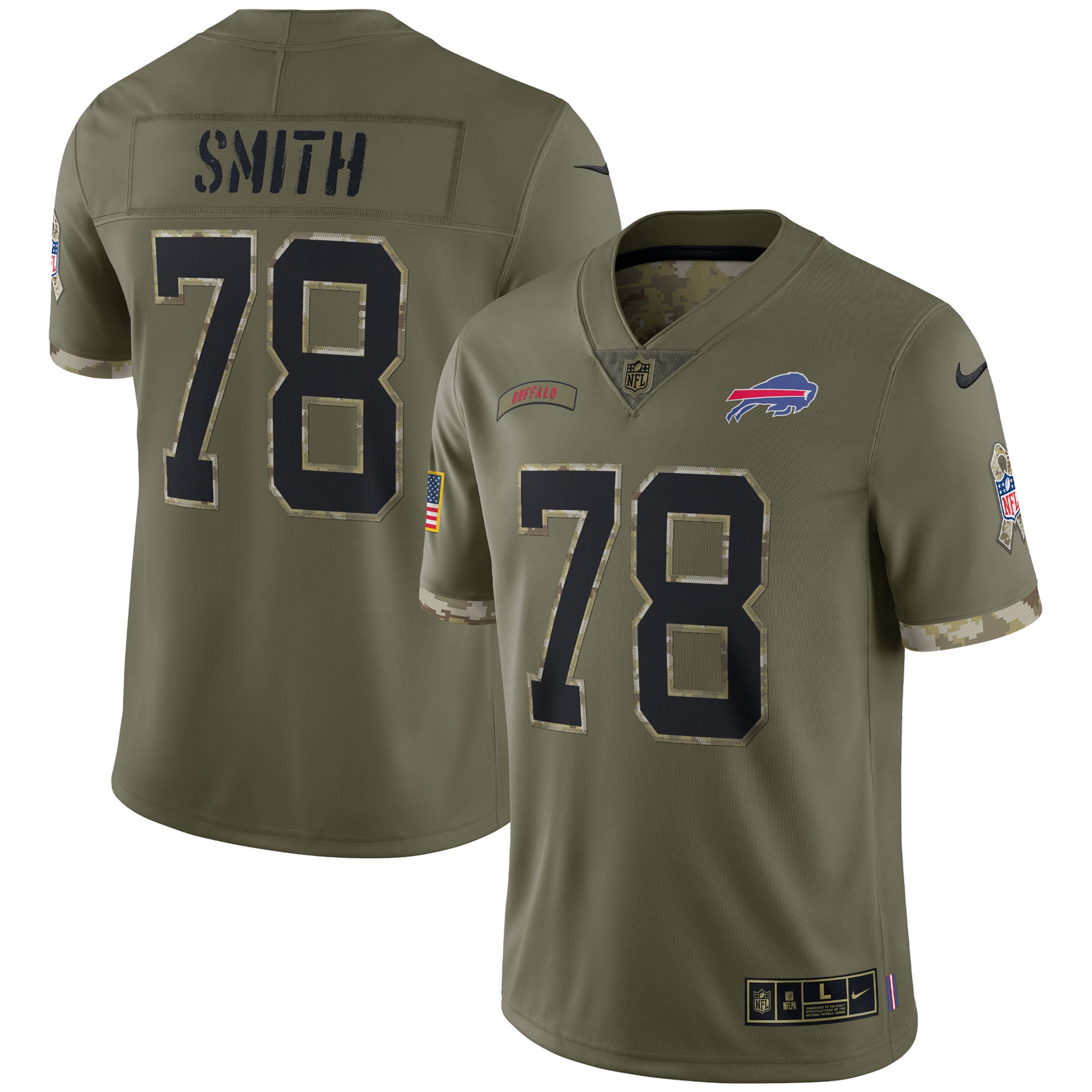 Bruce Smith Buffalo Bills 2022 Salute To Service Retired Player Limited Jersey   Olive