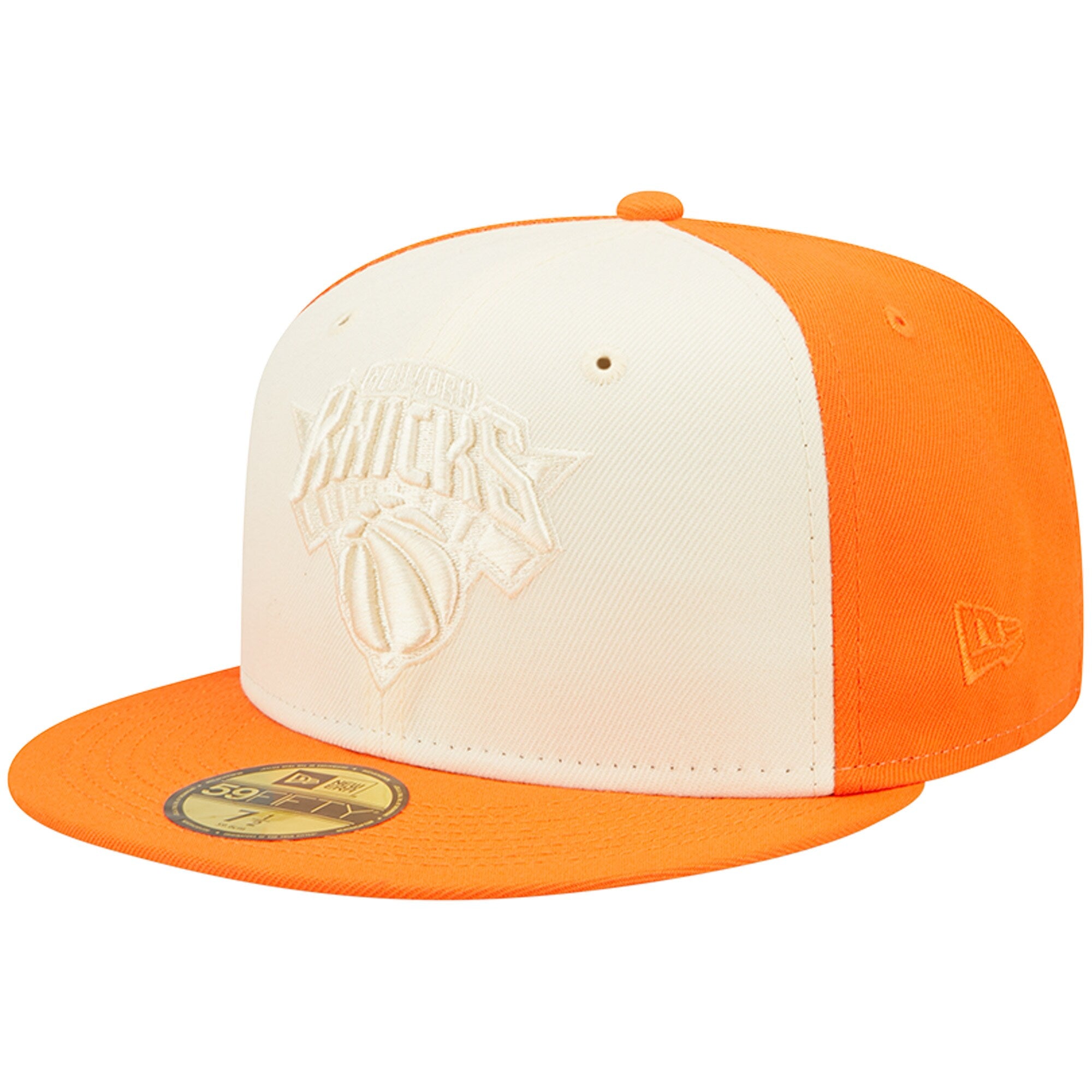 New York Knicks New Era Cork Two-Tone 59FIFTY Fitted Hat - Cream/Orange