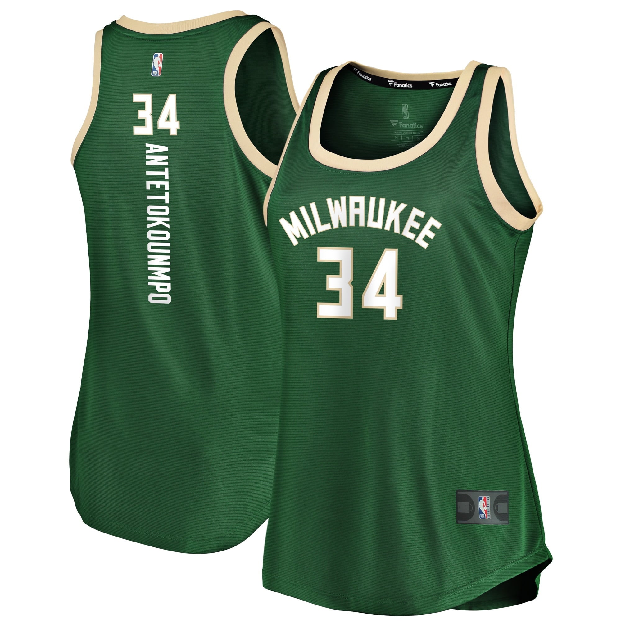 Women's Fanatics Branded Giannis Antetokounmpo Hunter Green Milwaukee Bucks Fast Break Tank Jersey - Icon Edition