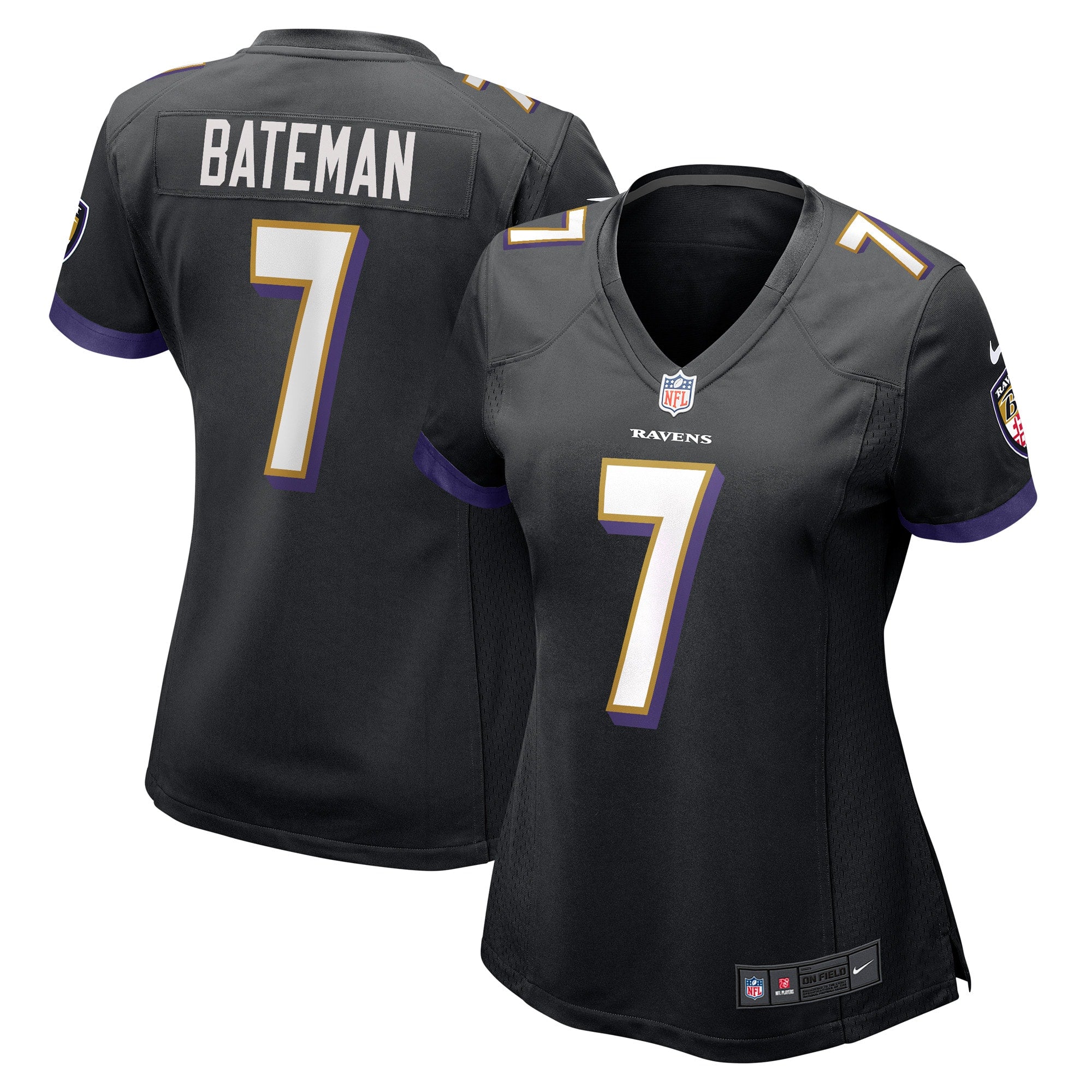 Rashod Bateman Baltimore Ravens Nike Women s Game Player Jersey   Black