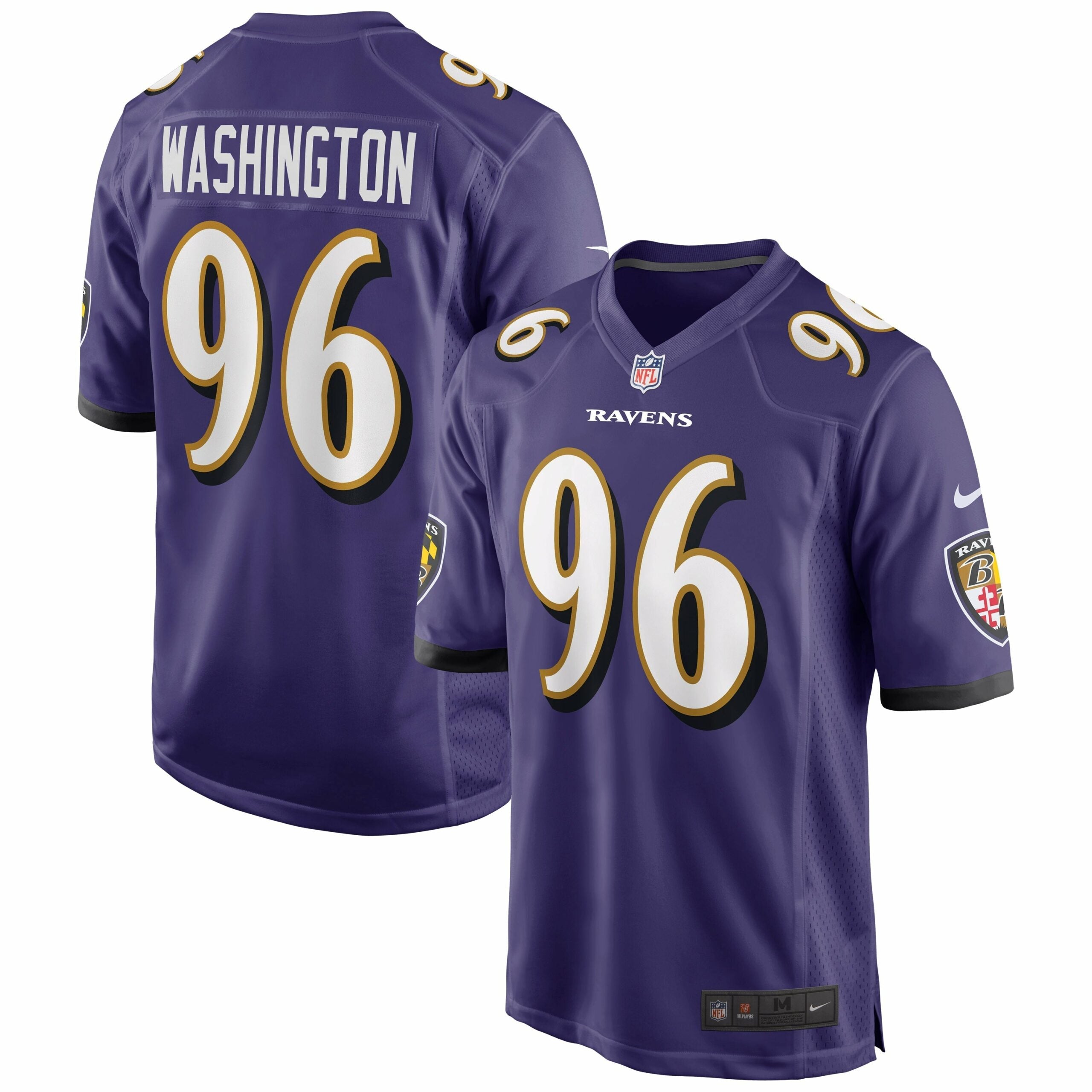 Men s Nike Broderick Washington Purple Baltimore Ravens Game Player Jersey