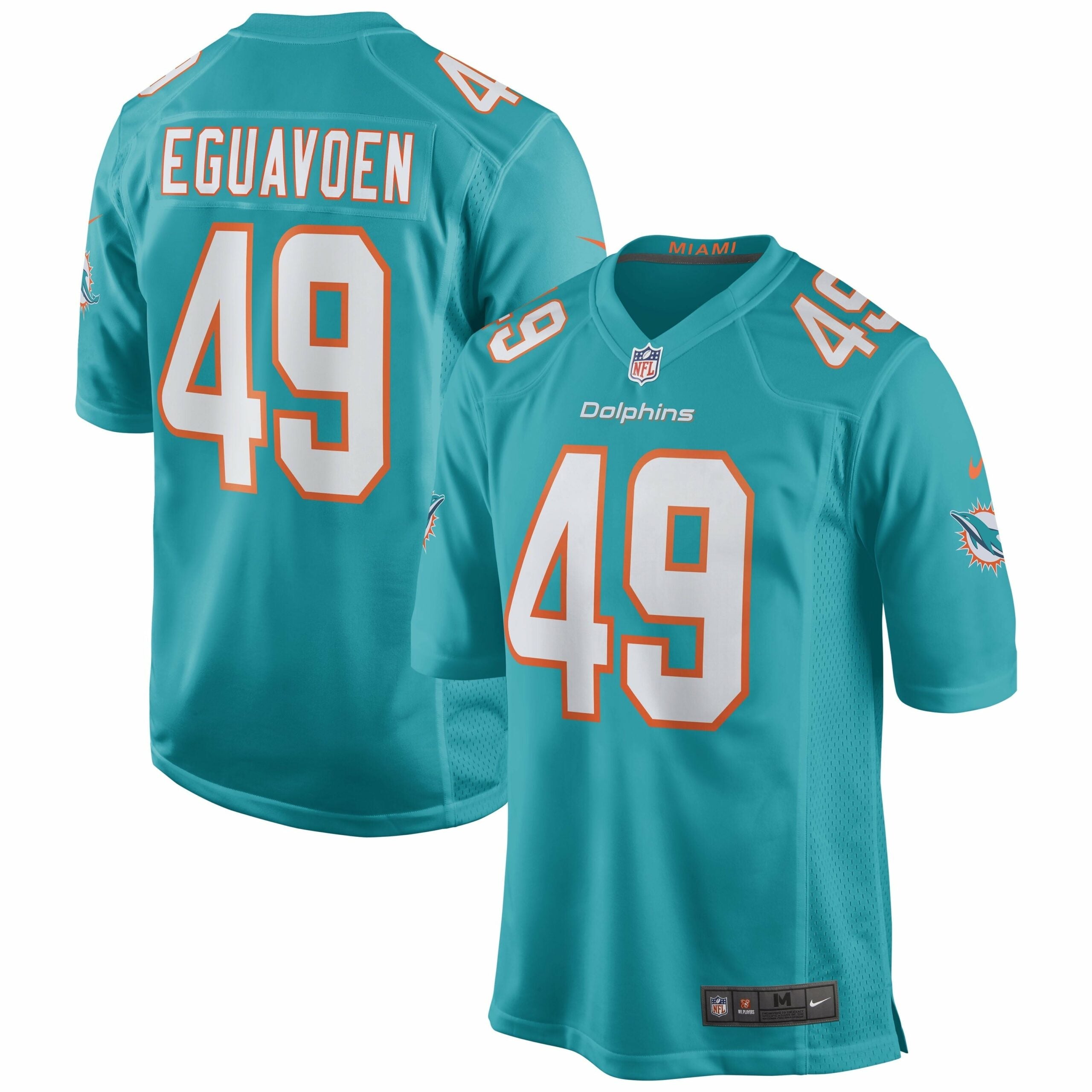 Men s Nike Sam Eguavoen Aqua Miami Dolphins Game Jersey