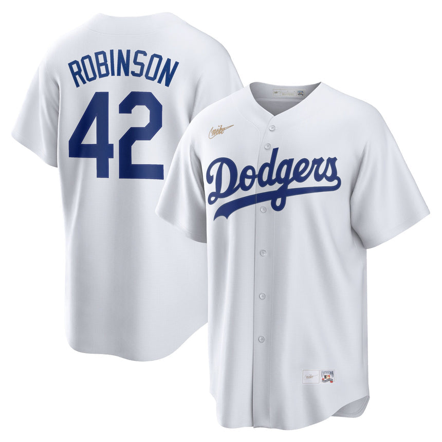 Men's Los Angeles Dodgers Jackie Robinson White Dodgers Home Cooperstown Collection Player Jersey