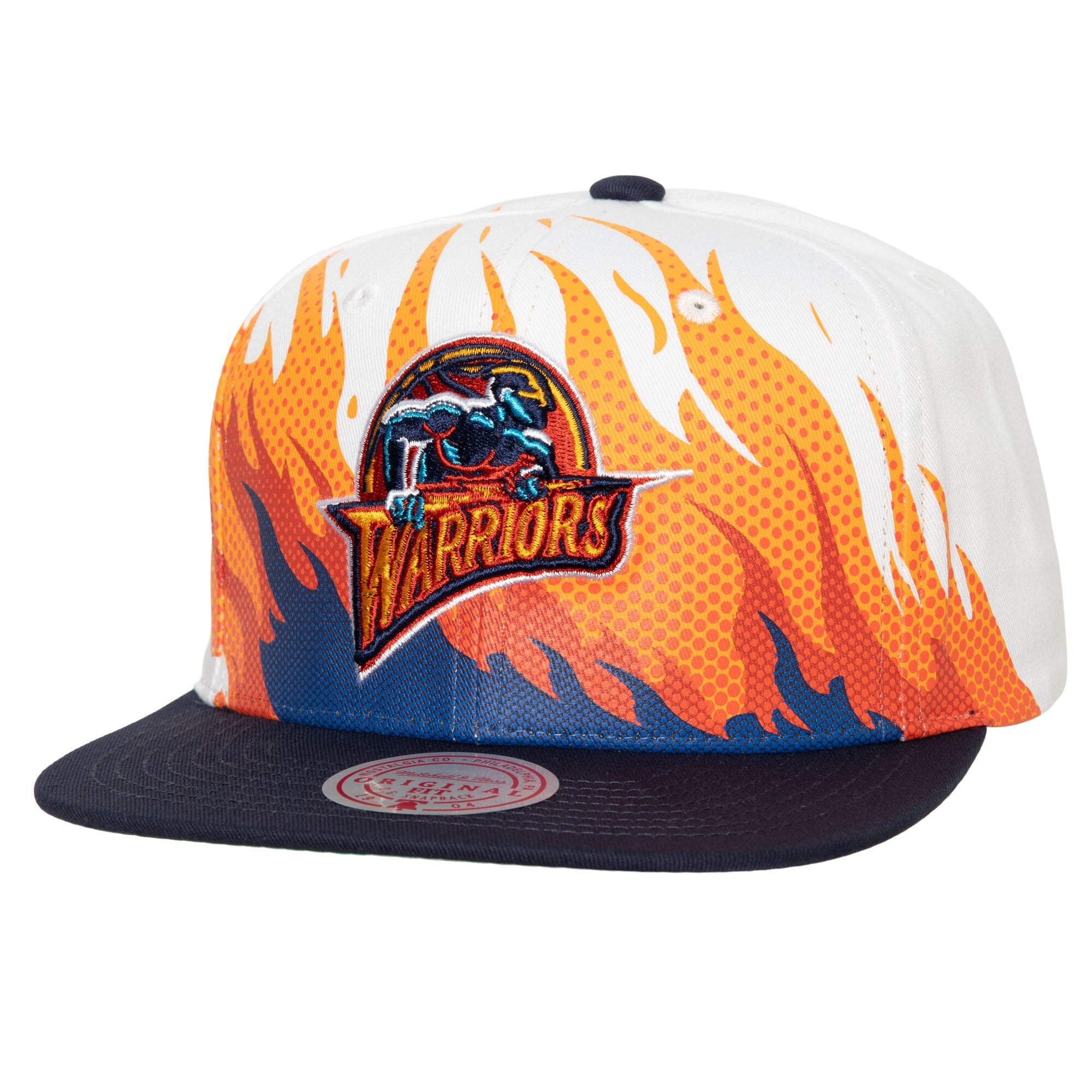 Golden State Warriors Mitchell & Ness Hot Fire Snapback Hat - White