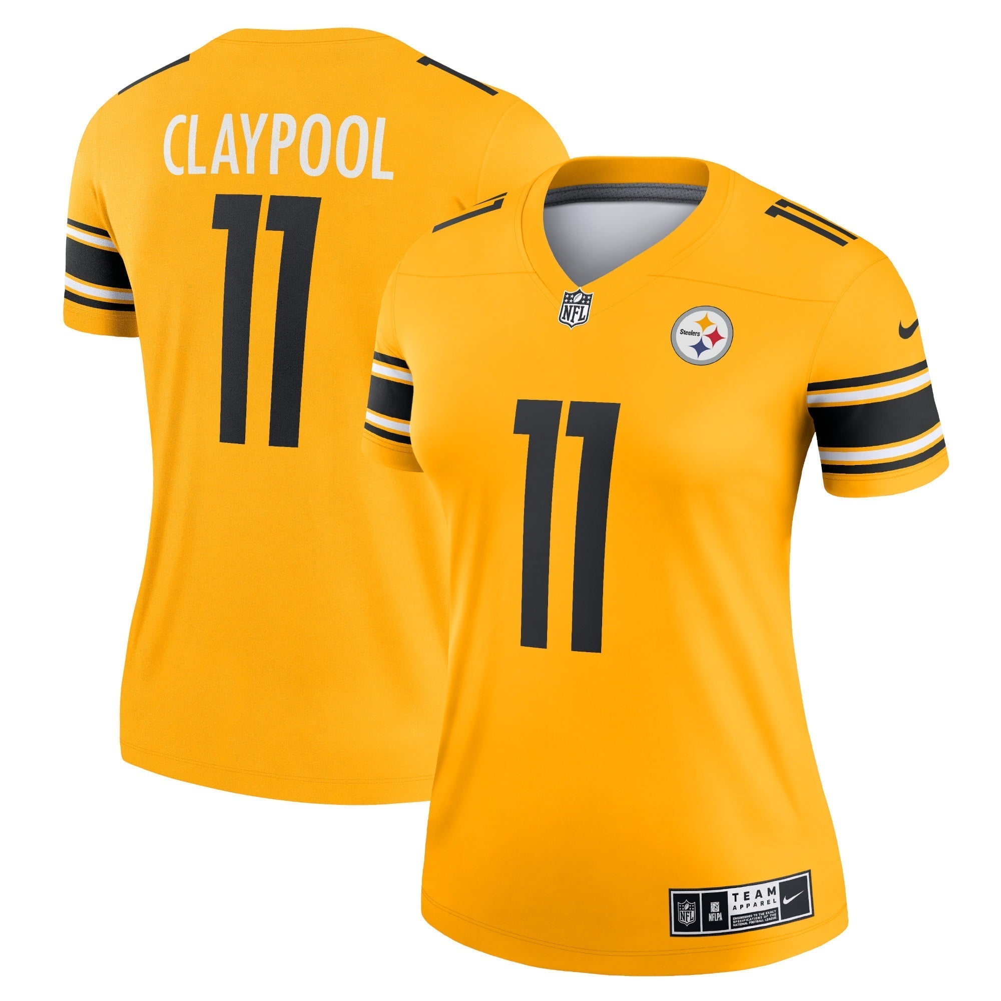 Women s Nike Chase Claypool Gold Pittsburgh Steelers Inverted Legend Game Jersey