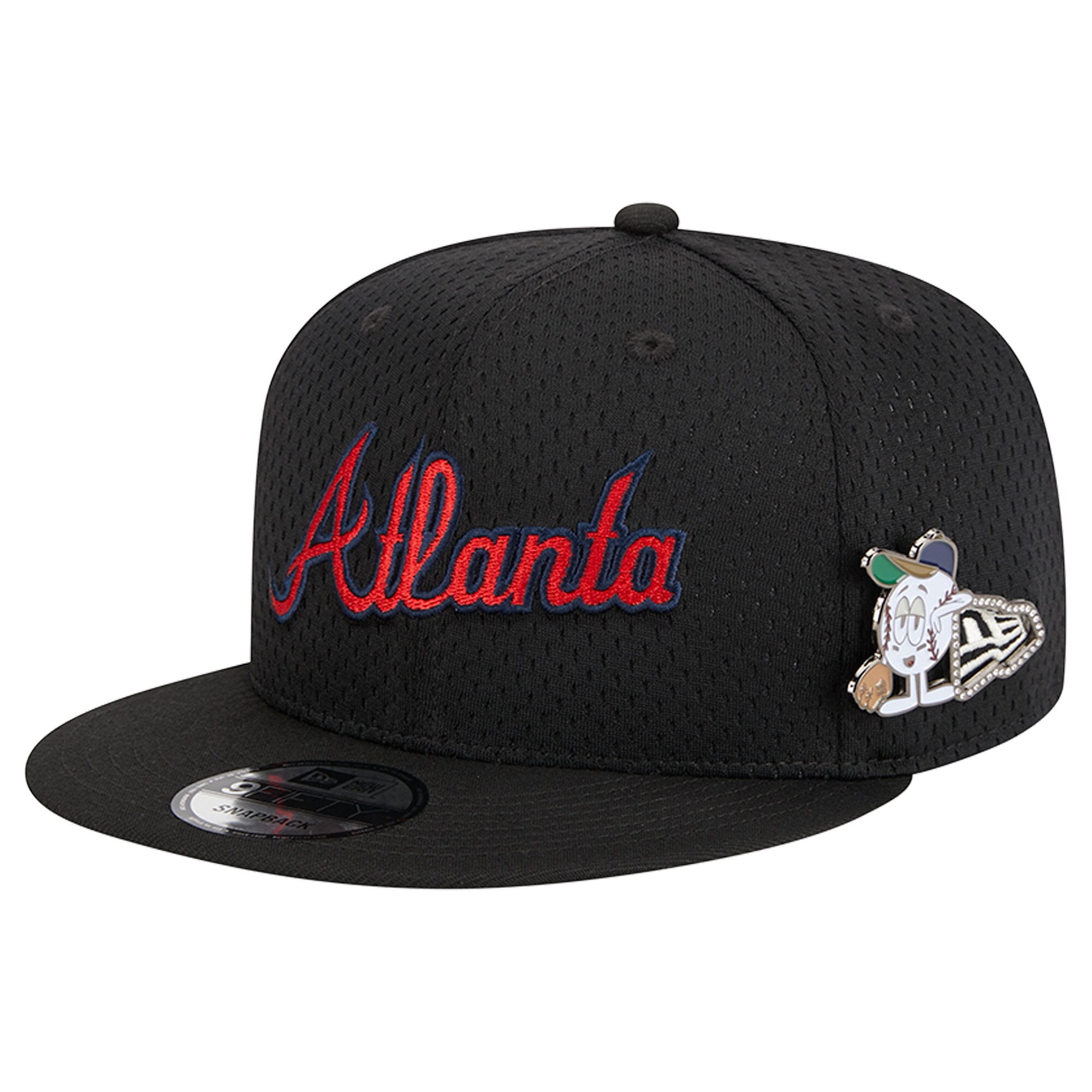 Atlanta Braves New Era Post Up Pin 9FIFTY Snapback Hat - Black