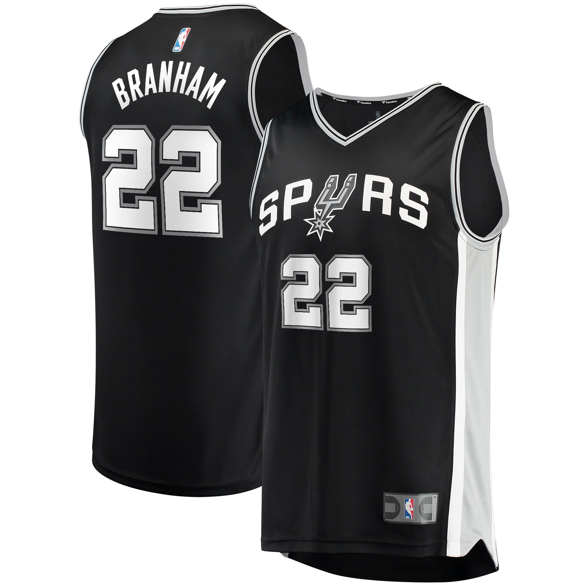 Men's Fanatics Branded Malaki Branham Black San Antonio Spurs 2022 NBA Draft First Round Pick Fast Break Replica Player