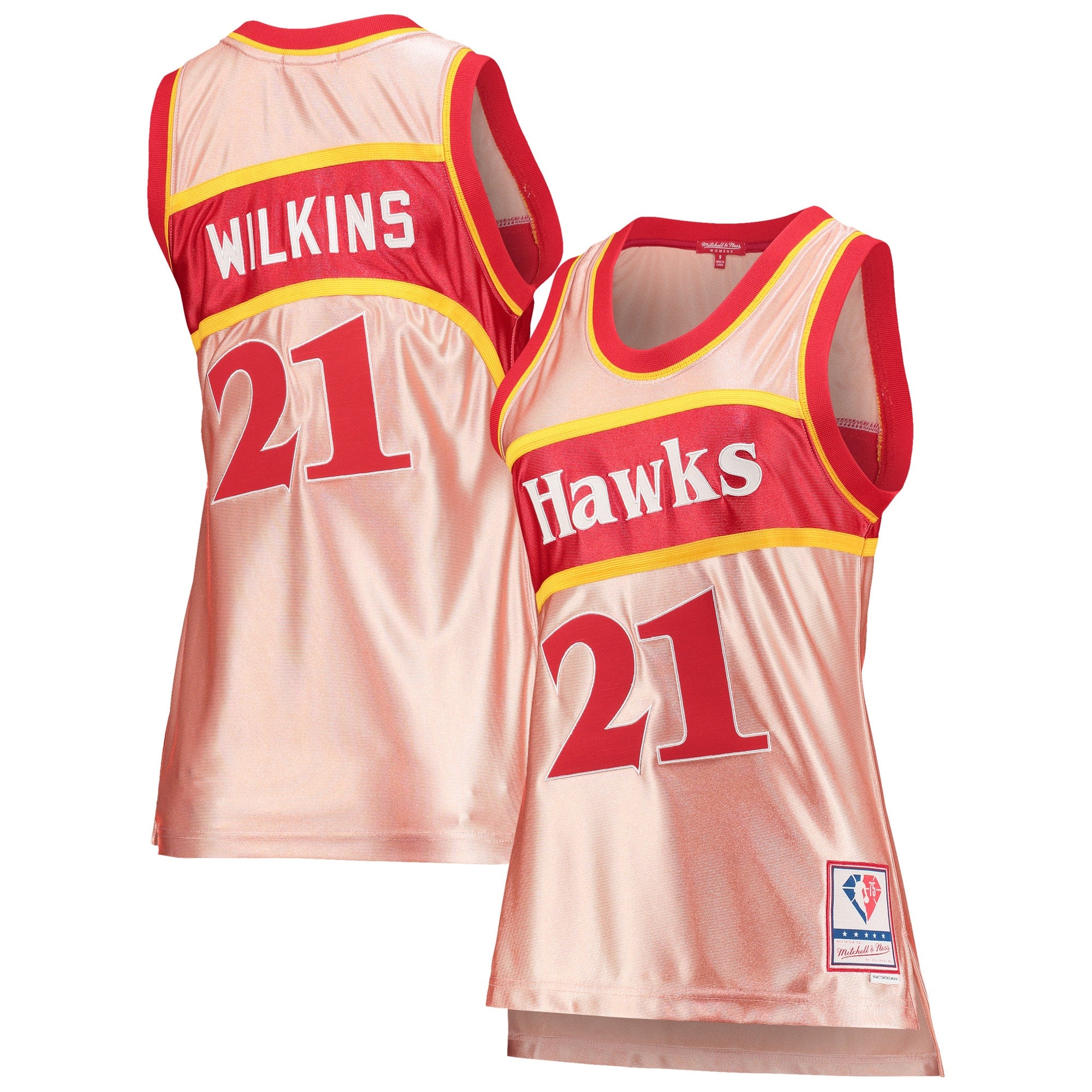 Dominique Wilkins Atlanta Hawks, NBA Jerseys Mitchell & Ness Women's 75th Anniversary Rose Gold 1986 Swingman Jersey - Pink