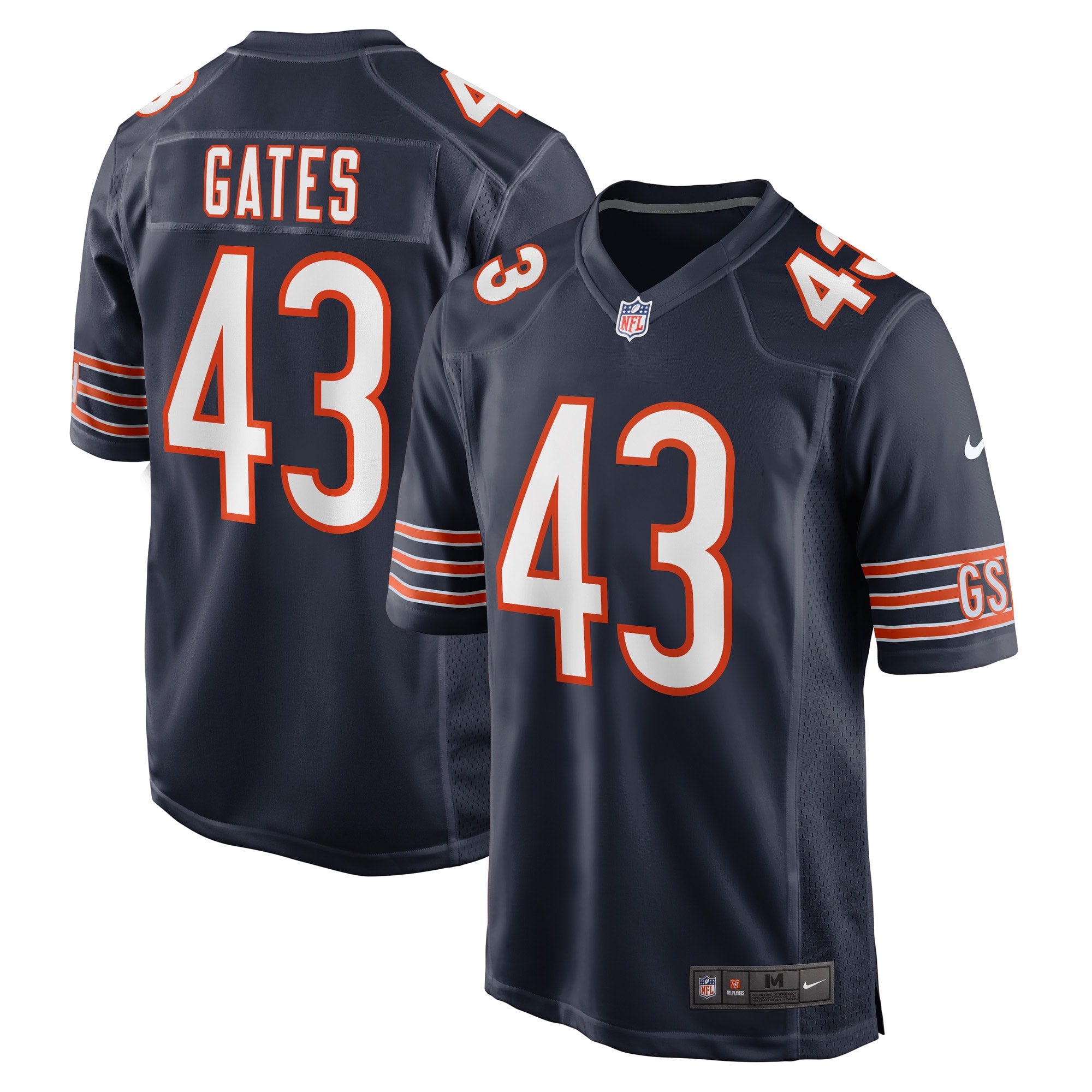 DeMarquis Gates Chicago Bears Nike Game Player Jersey   Navy