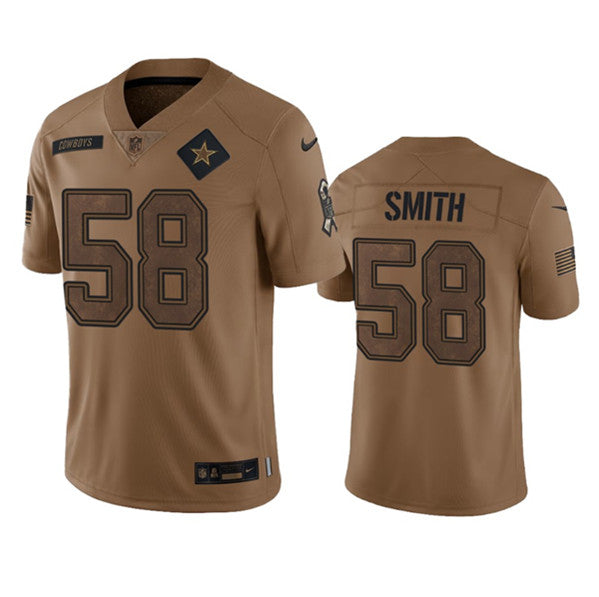 Men s Dallas Cowboys Mazi Smith 2023 Brown Salute To Service Limited Stitched Jersey