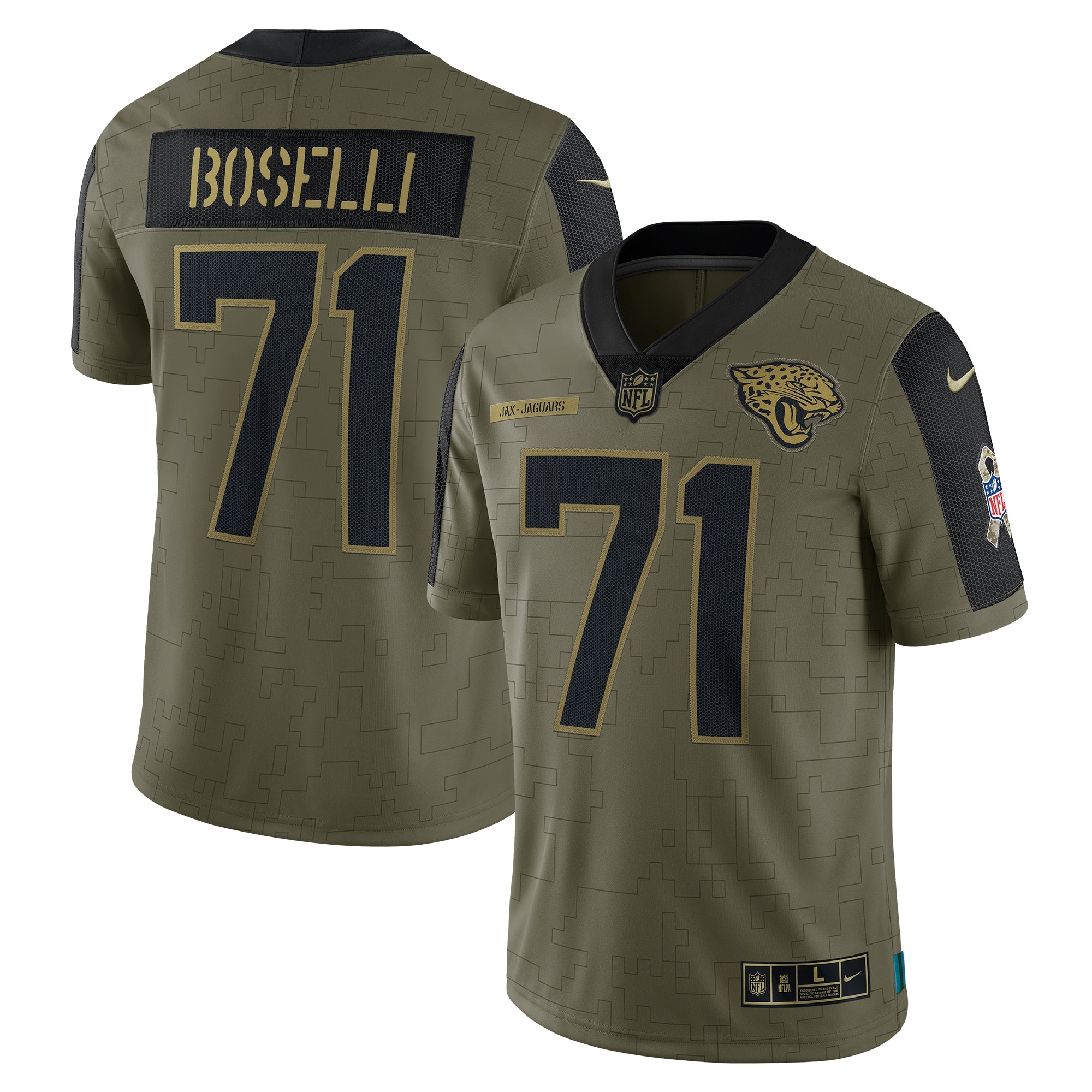 Tony Boselli Jacksonville Jaguars Nike 2021 Salute To Service Retired Player Limited Jersey   Olive