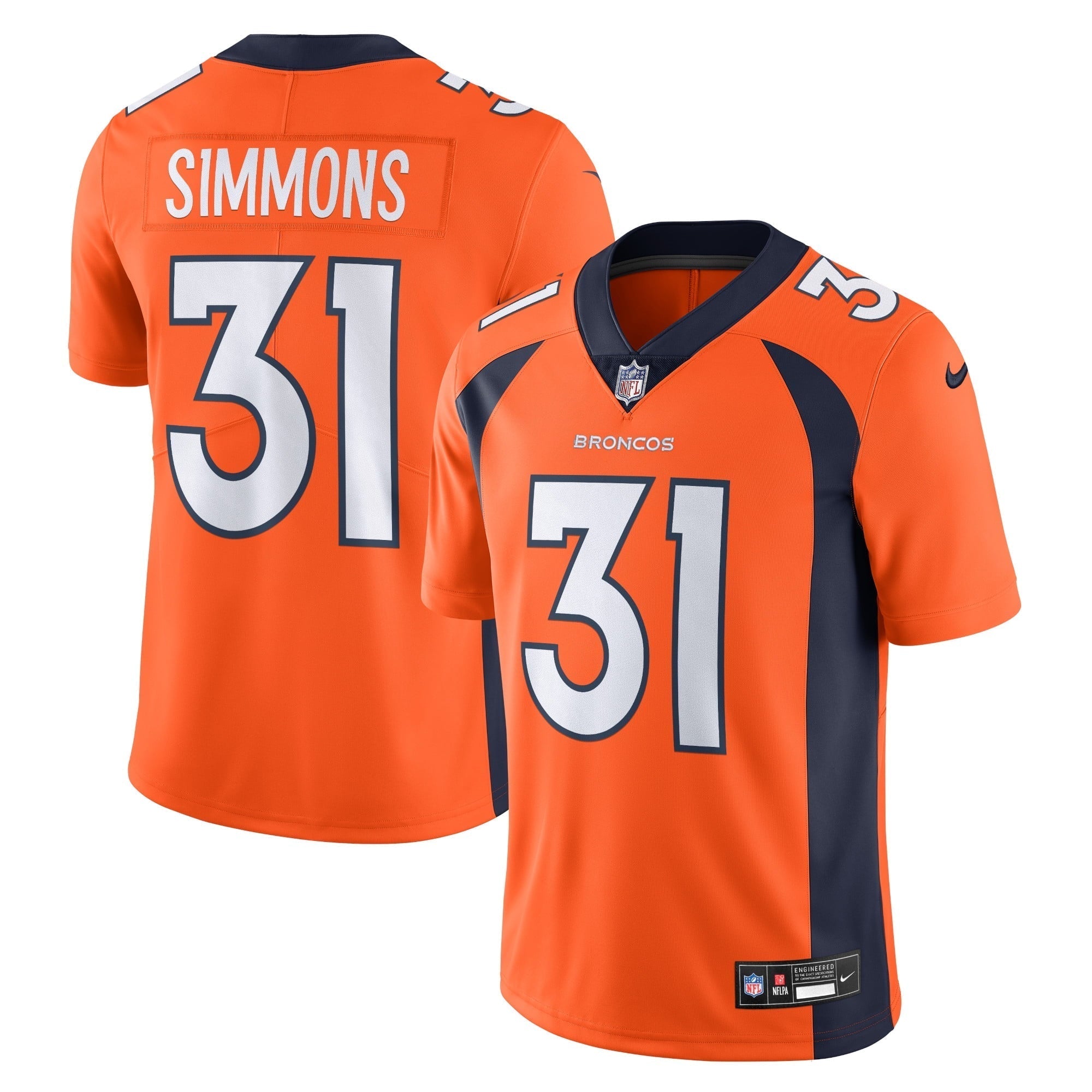 Men s Nike Justin Simmons Orange Denver Broncos  Vapor Untouchable Limited Jersey