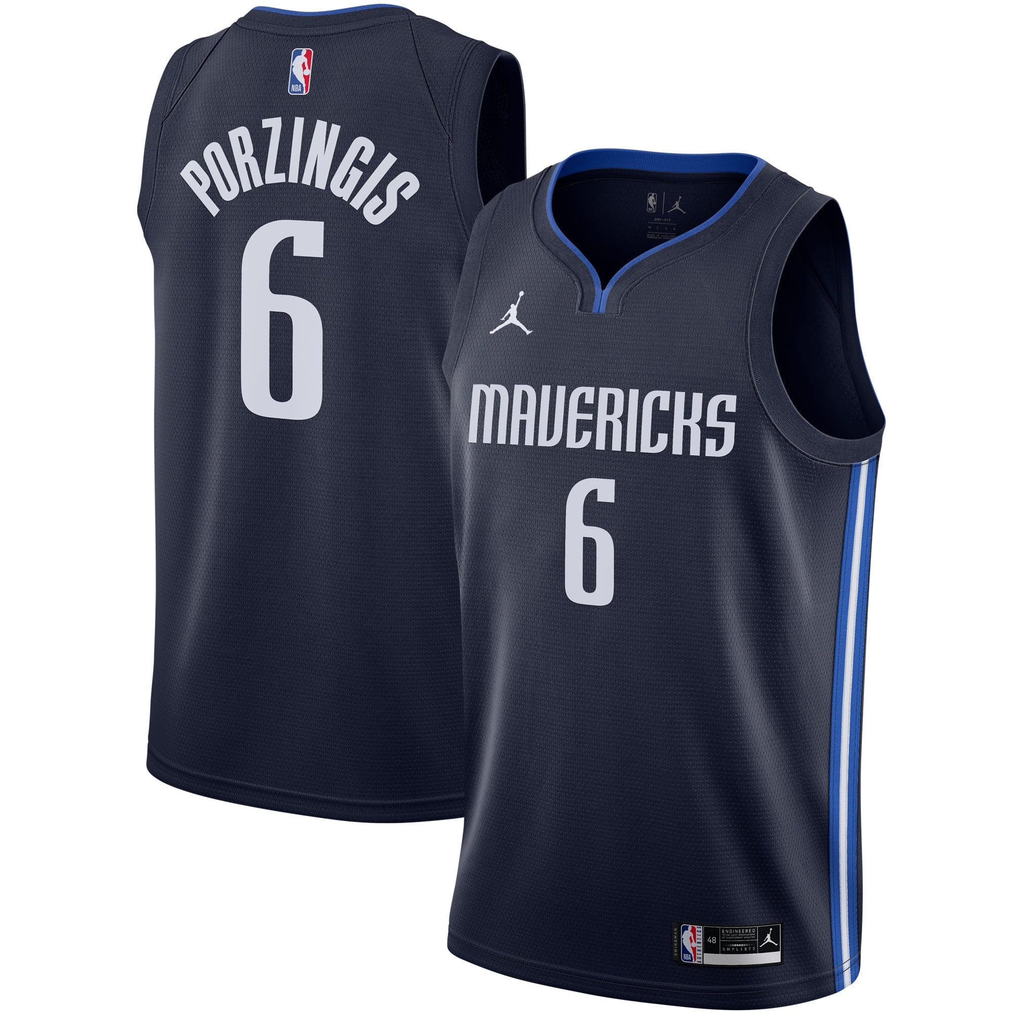 Kristaps Porzingis Dallas Mavericks Jordans Brand 2020/21 Swingman Jersey - Statement Edition - Navy
