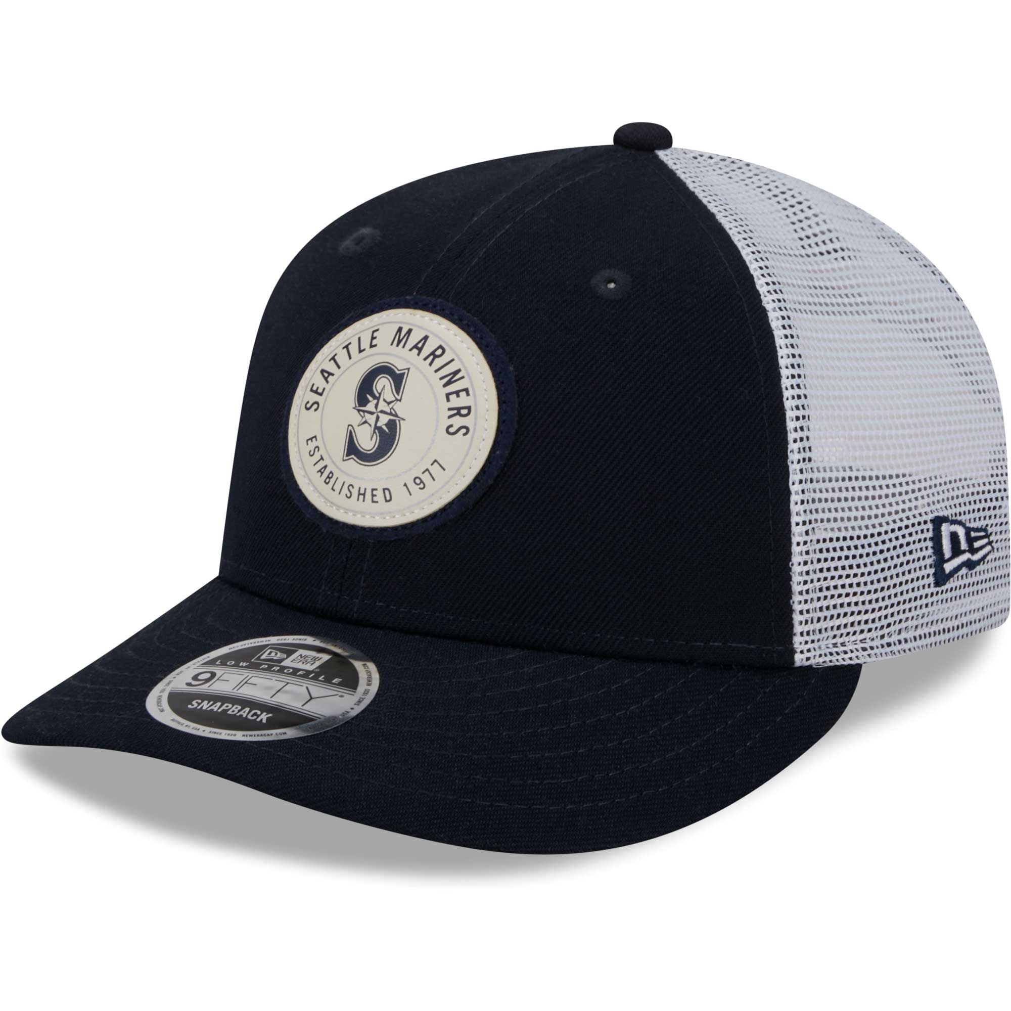 Seattle Mariners New Era Circle Trucker Low Profile 9FIFTY Snapback Hat - Navy