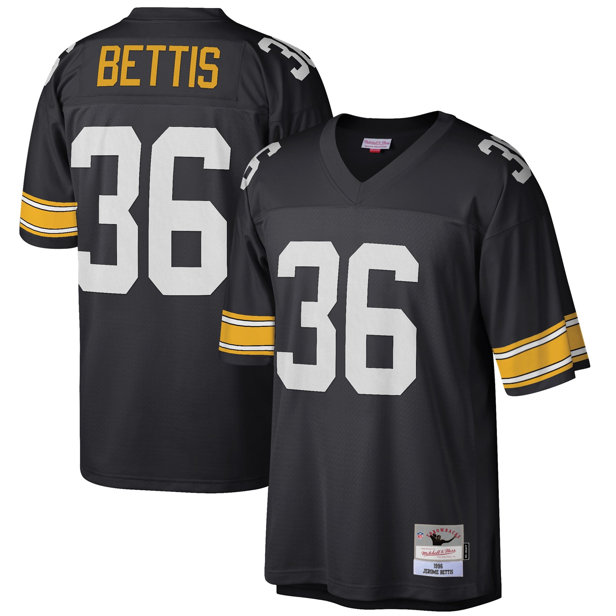 Jerome Bettis Pittsburgh Steelers Mitchell   Ness Big   Tall 1996 Retired Player Replica Jersey   Black