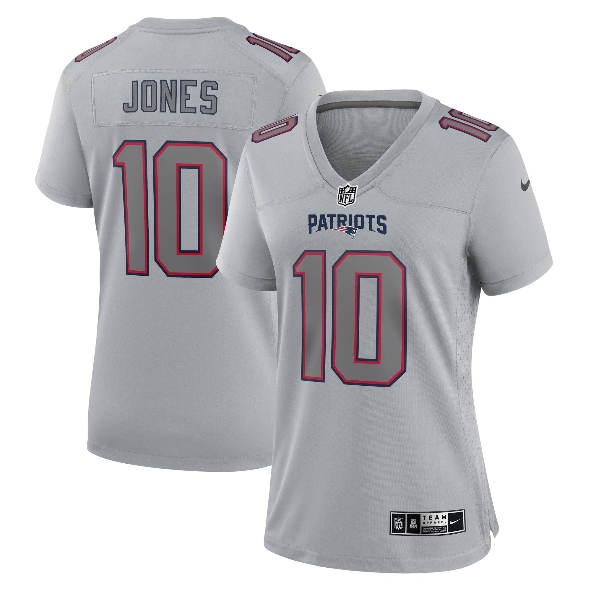 Women s Nike Mac Jones Gray New England Patriots Atmosphere Fashion Game Jersey