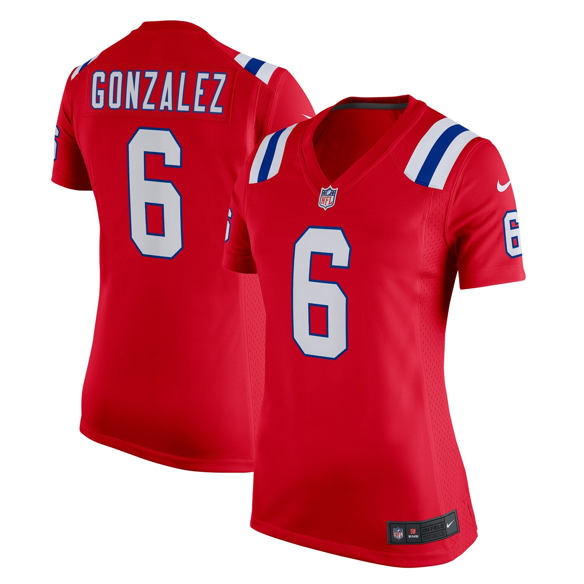 Christian Gonzalez New England Patriots Nike Women s Alternate Team Game Jersey   Red