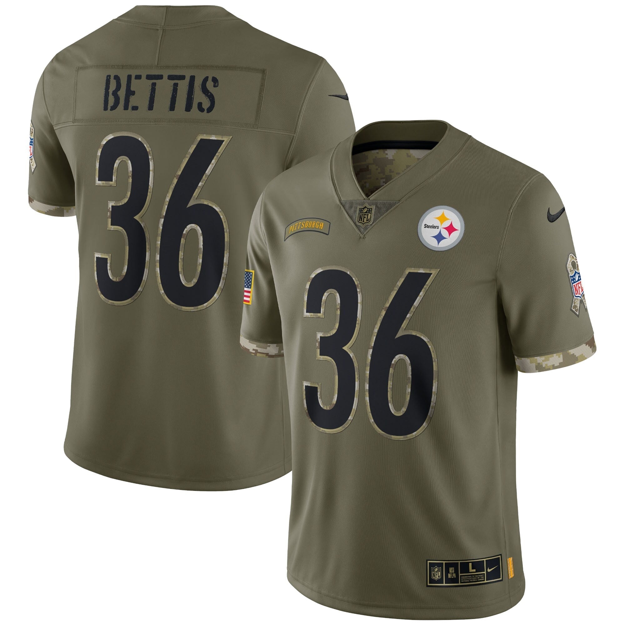 Men s Nike Jerome Bettis Olive Pittsburgh Steelers 2022 Salute To Service Retired Player Limited Jersey