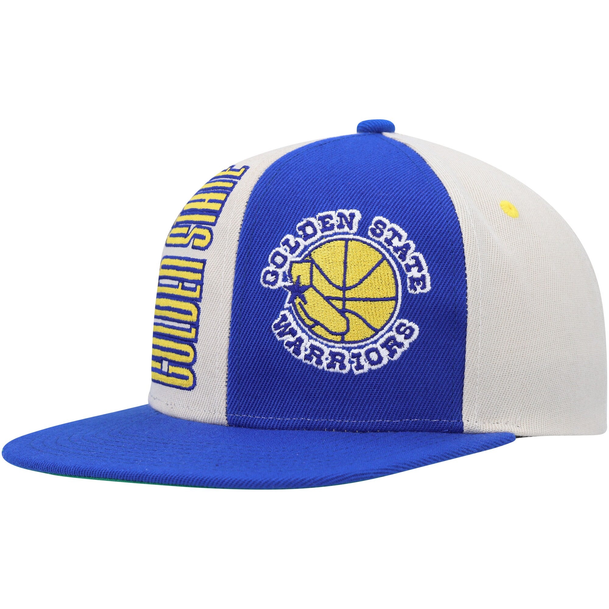 Golden State Warriors Mitchell & Ness Hardwood Classics Pop Snapback Hat - Cream/Royal