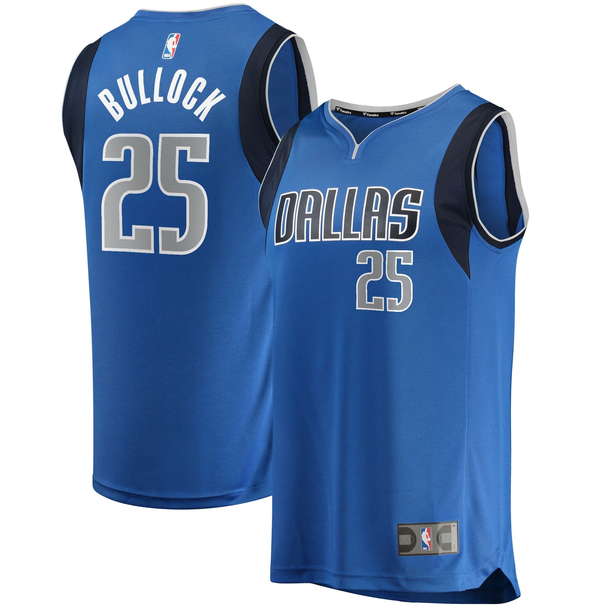 Men's Fanatics Branded Reggie Bullock Blue Dallas Mavericks 2021/22 Fast Break Replica Jersey - Icon Edition