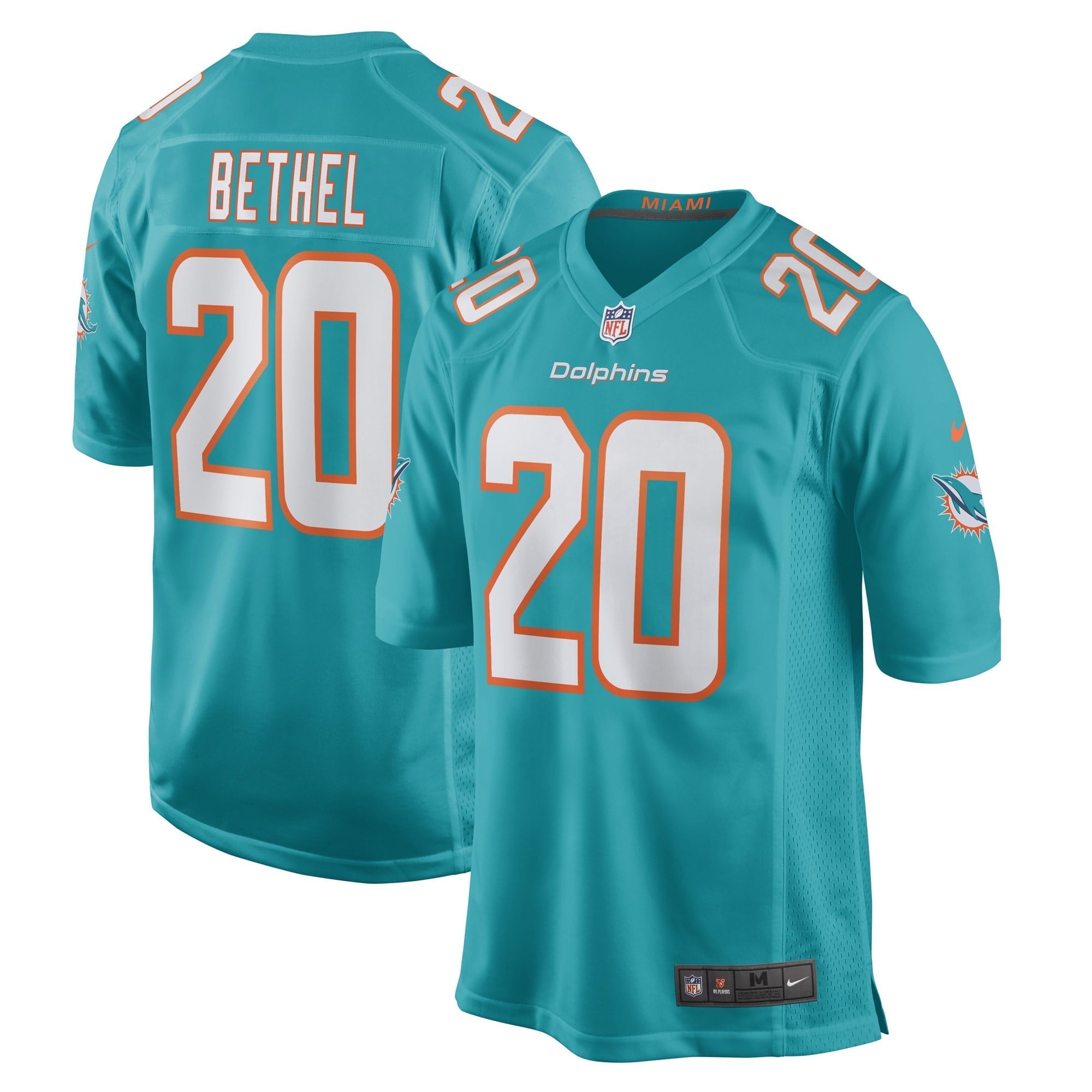 Men s Nike Justin Bethel Aqua Miami Dolphins Game Player Jersey