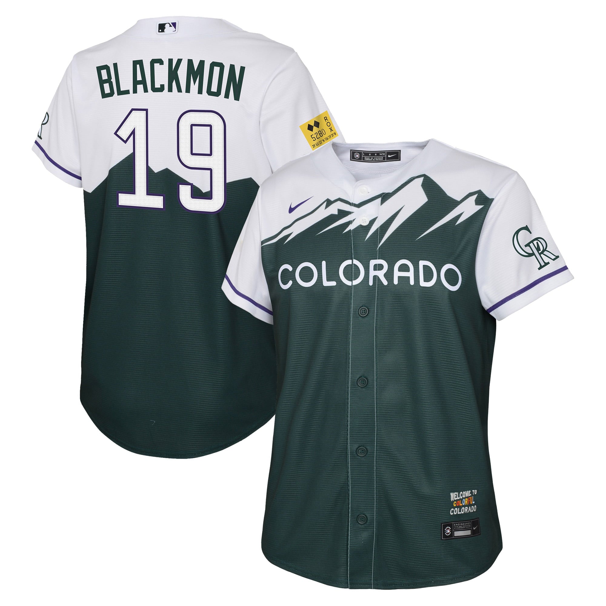 Youth Nike Charlie Blackmon Green Colorado Rockies 2022 City Connect Replica Player Jersey