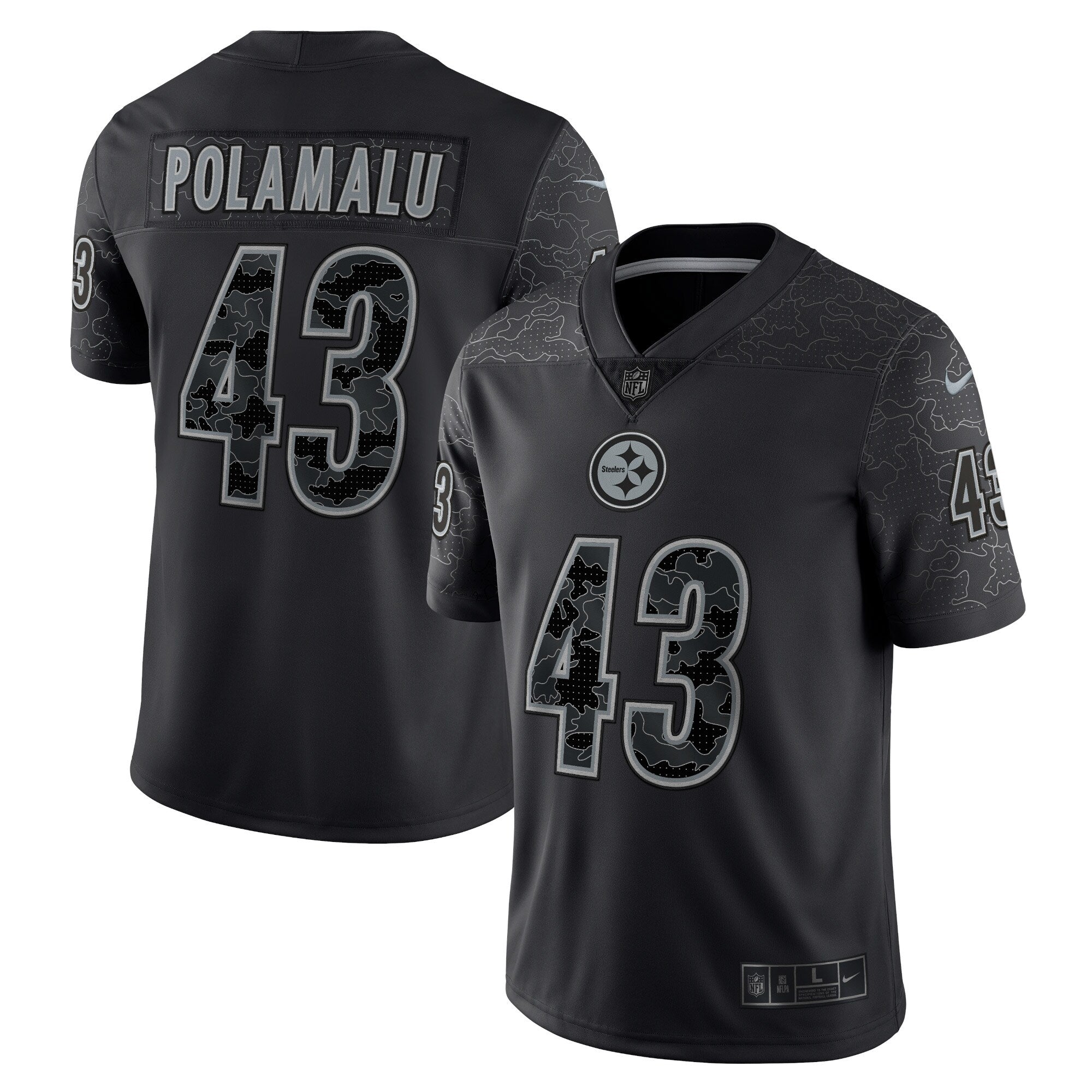 Men s Nike Troy Polamalu Black Pittsburgh Steelers Retired Player RFLCTV Limited Jersey