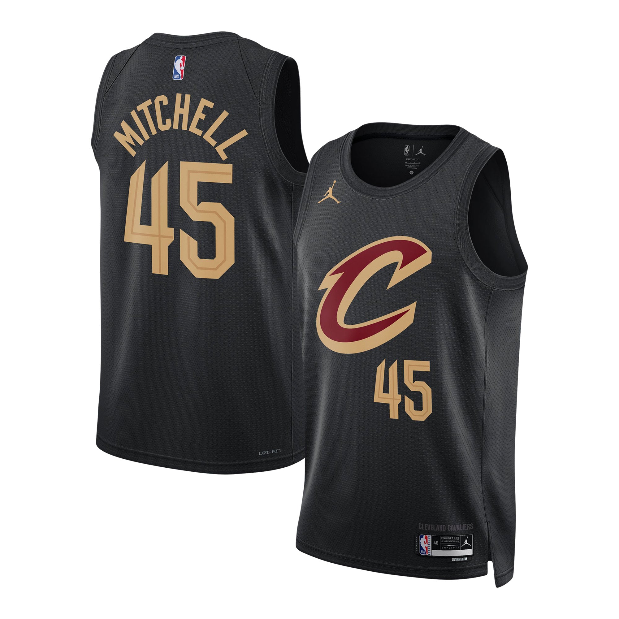 Donovan Mitchell Cleveland Cavaliers Jordans Brand Unisex Swingman Jersey - Statement Edition - Black