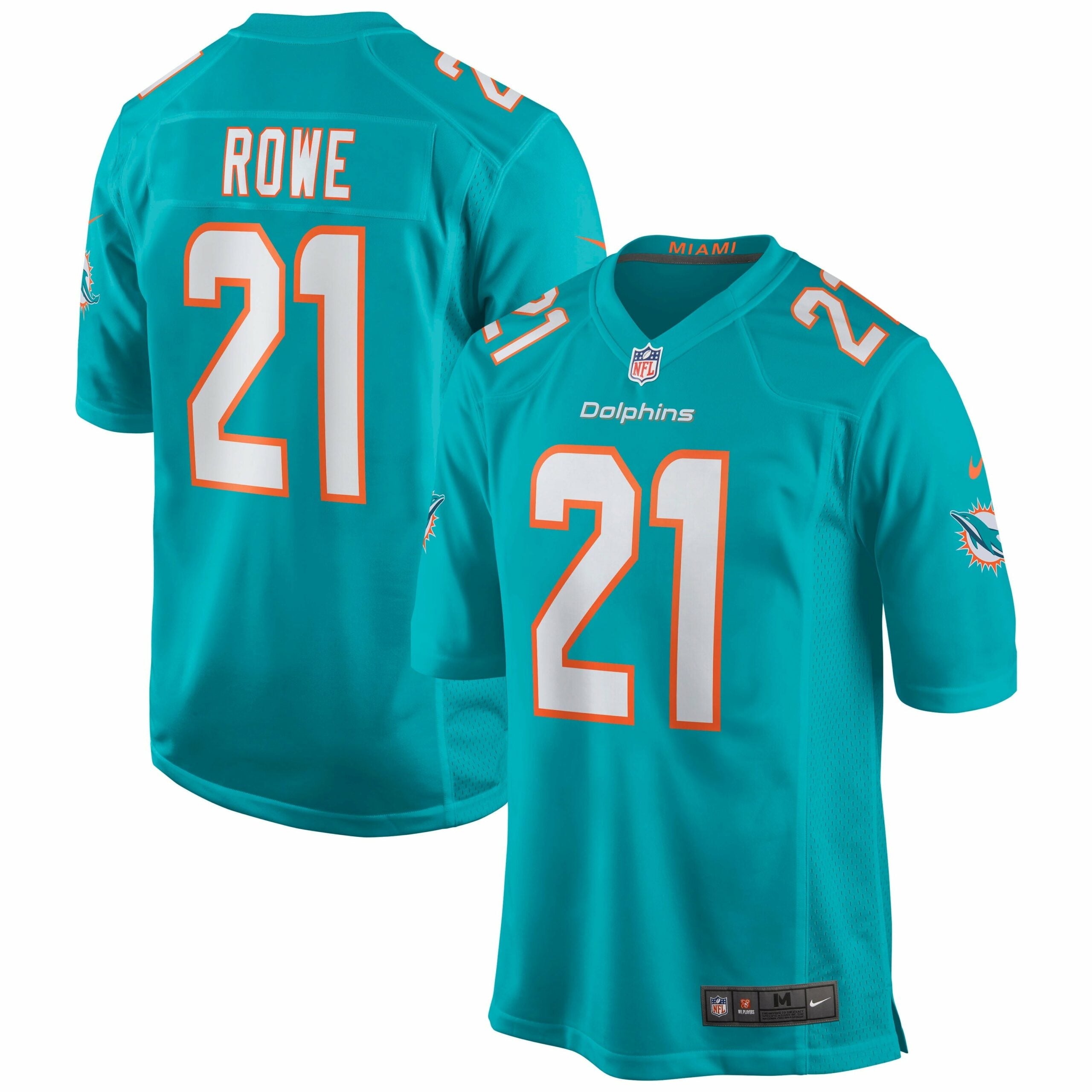 Men s Nike Eric Rowe Aqua Miami Dolphins Game Jersey