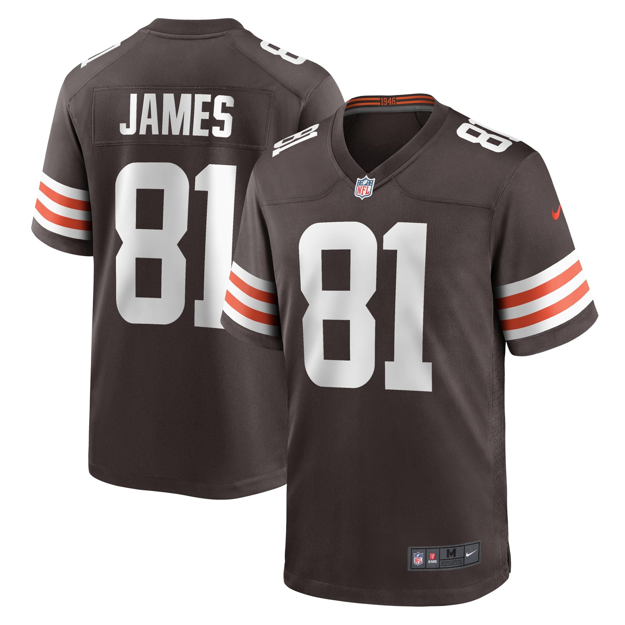 Men s Nike Jesse James Brown Cleveland Browns Game Player Jersey